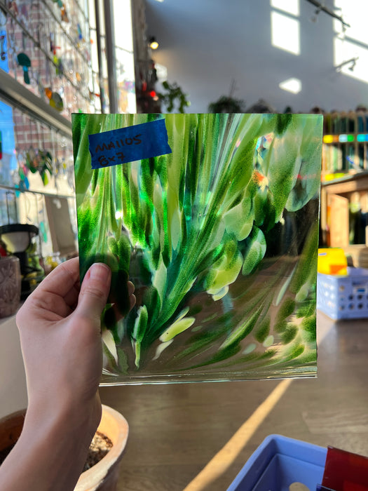 Emerald Cove (Green aventurine) COGW by Monarch Glass Sheet Glass Colorado Glass Works MA1105 (8x7in)