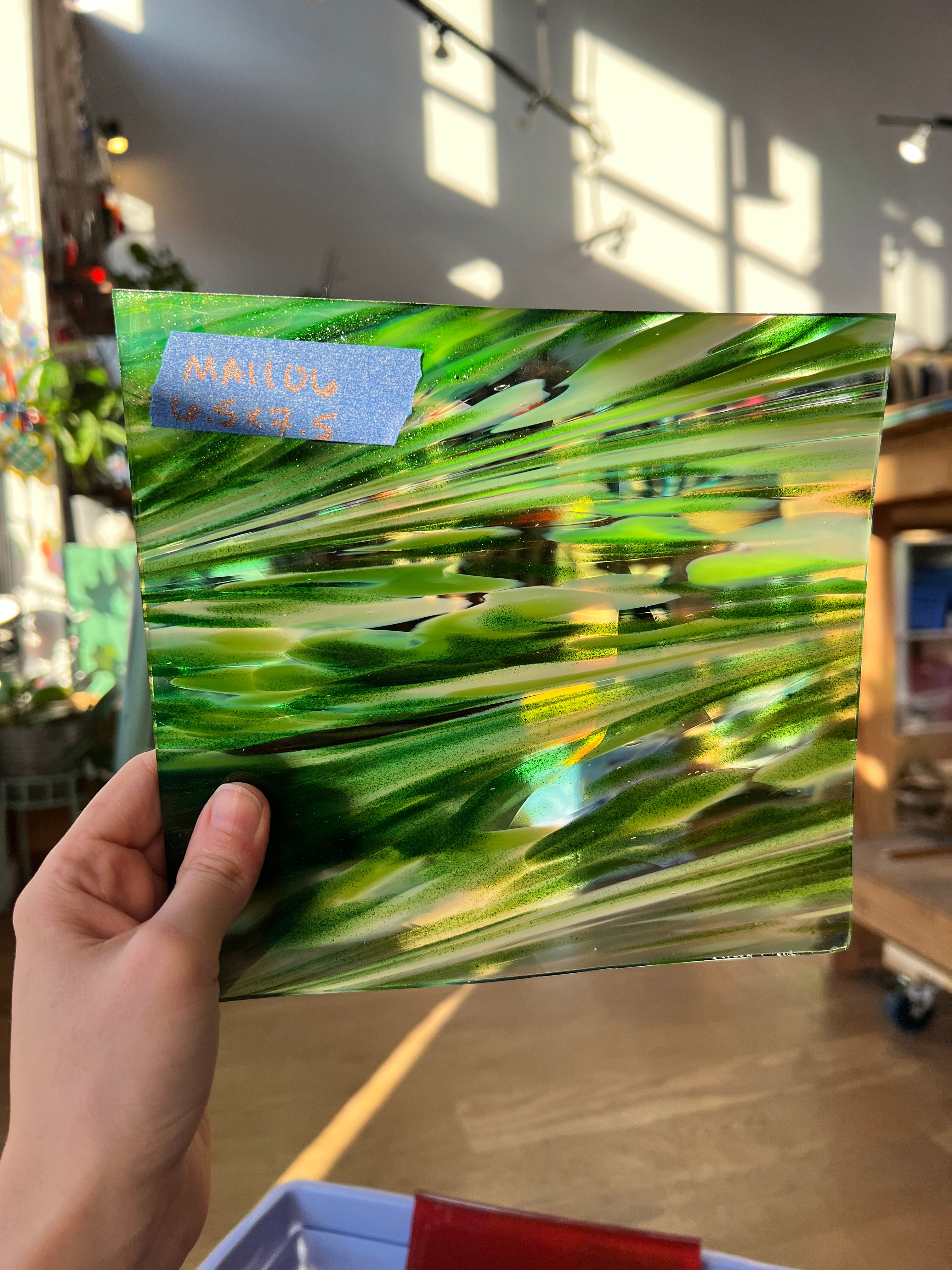 Emerald Cove (Green aventurine) COGW by Monarch Glass Sheet Glass Colorado Glass Works MA1106 (6.5x7.5in)