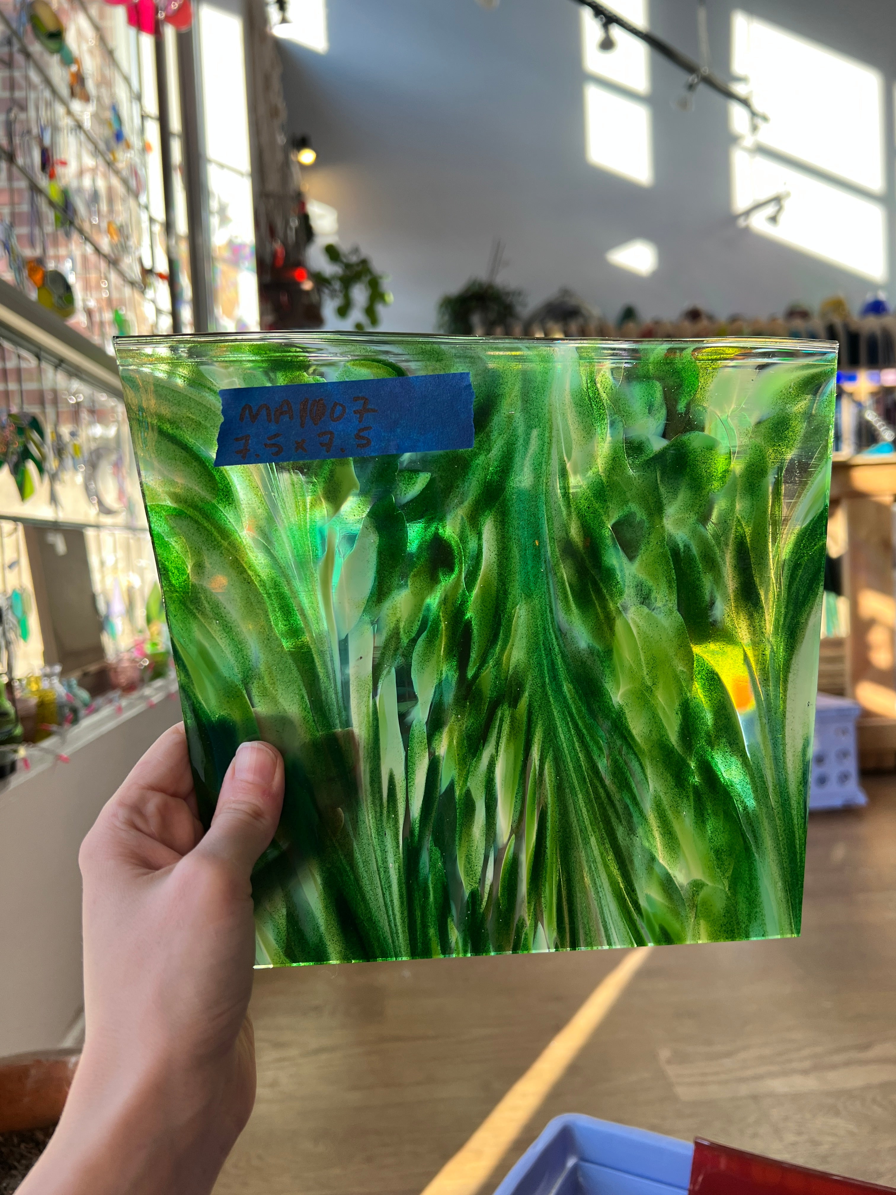 Emerald Cove (Green aventurine) COGW by Monarch Glass Sheet Glass Colorado Glass Works MA1107 (7.5x7.5in)