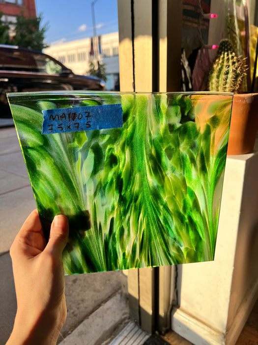 Emerald Cove (Green aventurine) COGW by Monarch Glass Sheet Glass Colorado Glass Works