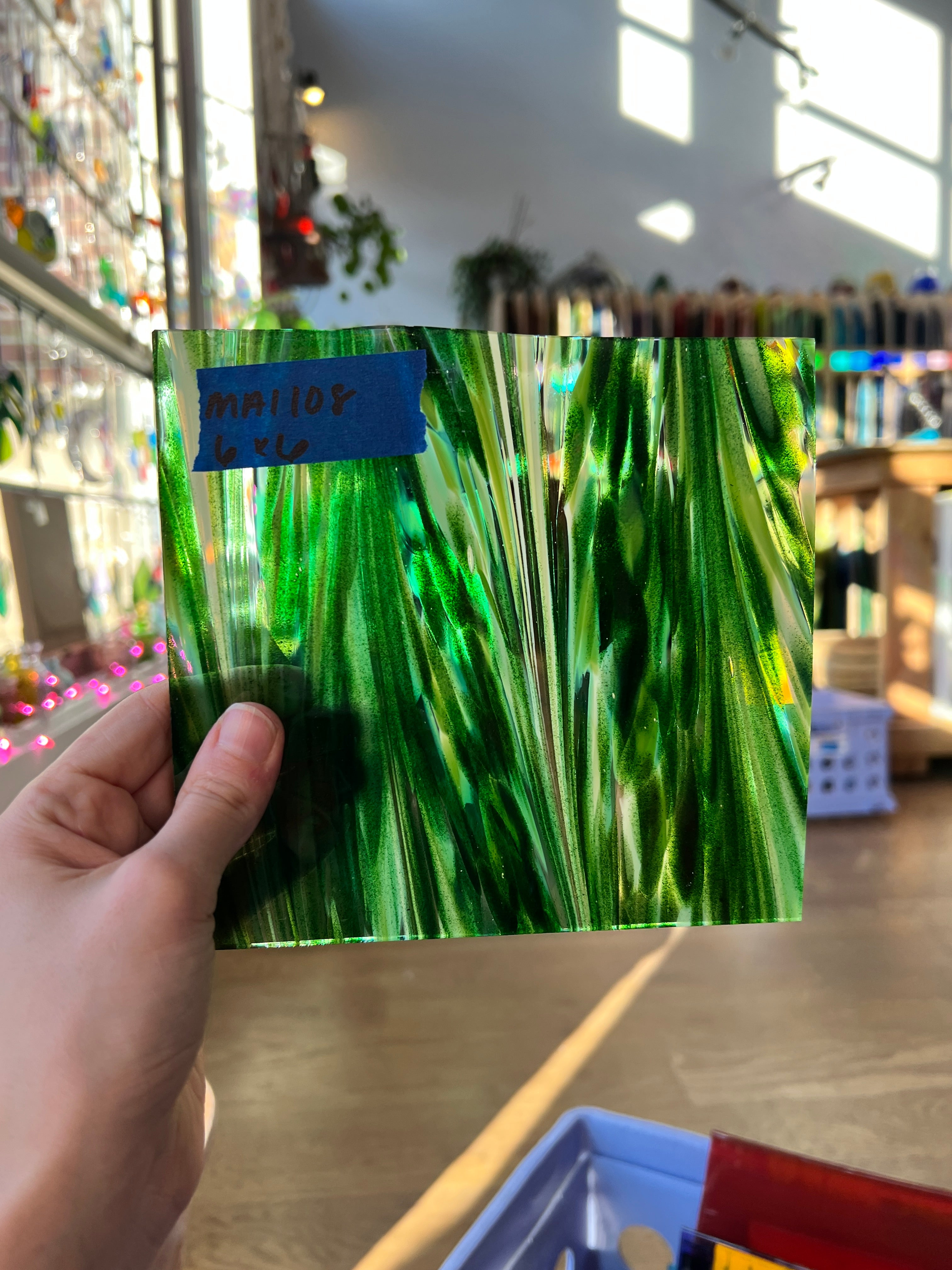 Emerald Cove (Green aventurine) COGW by Monarch Glass Sheet Glass Colorado Glass Works MA1108 (6x6in)