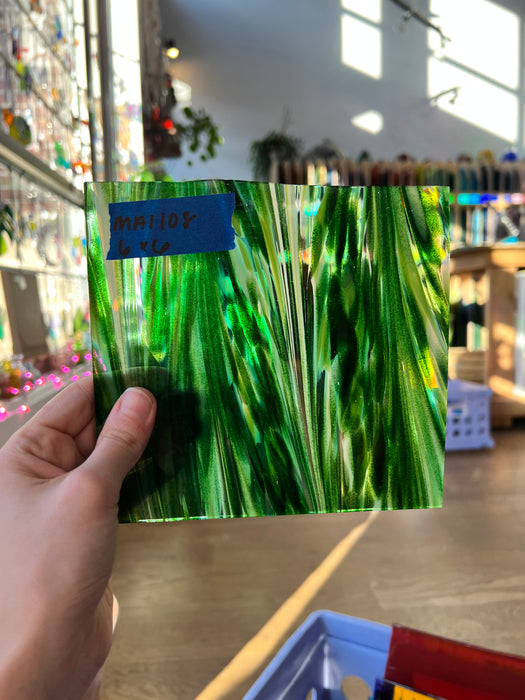 Emerald Cove (Green aventurine) COGW by Monarch Glass Sheet Glass Colorado Glass Works MA1108 (6x6in)