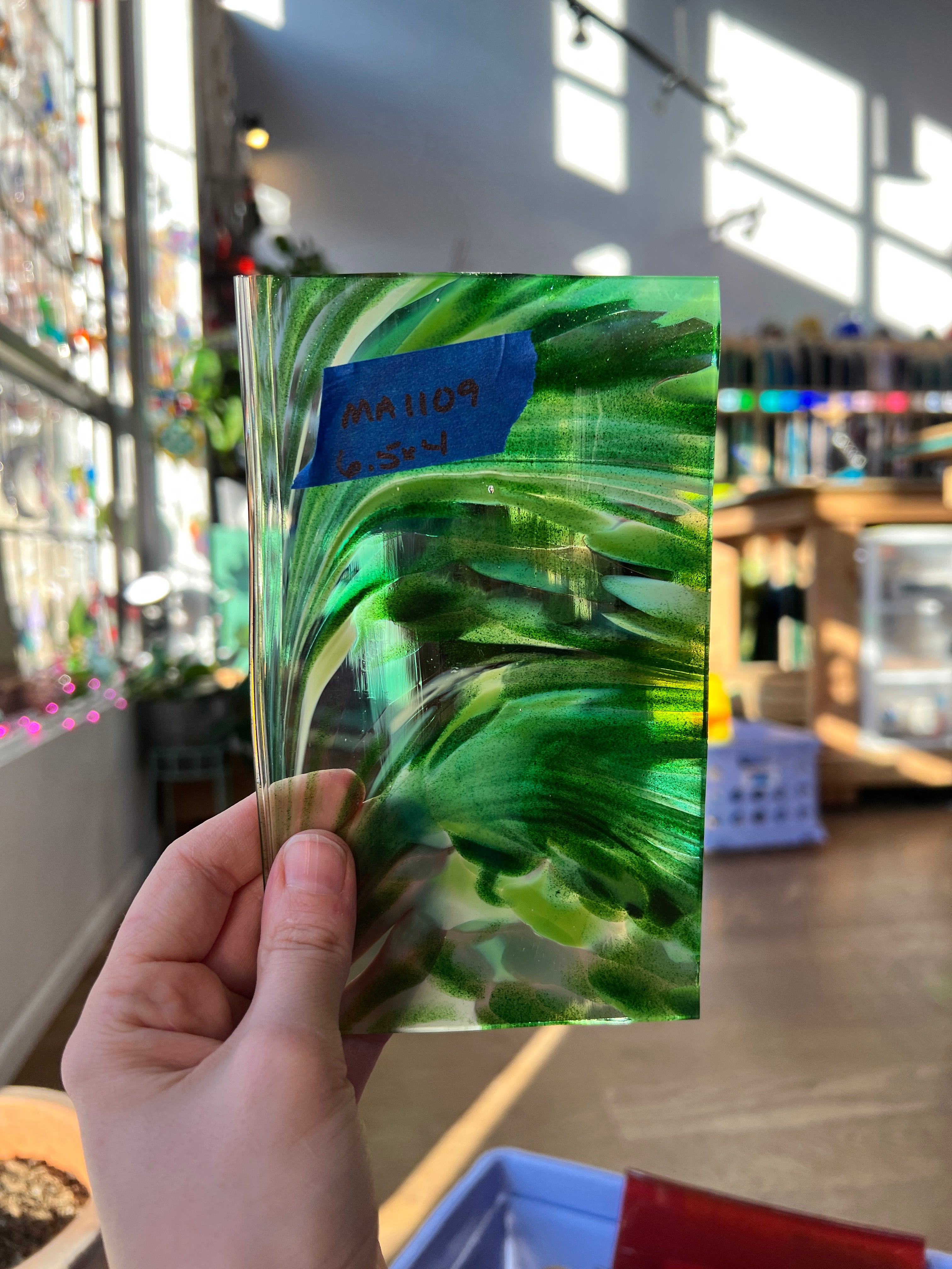 Emerald Cove (Green aventurine) COGW by Monarch Glass Sheet Glass Colorado Glass Works MA1109 (6.5x4in)