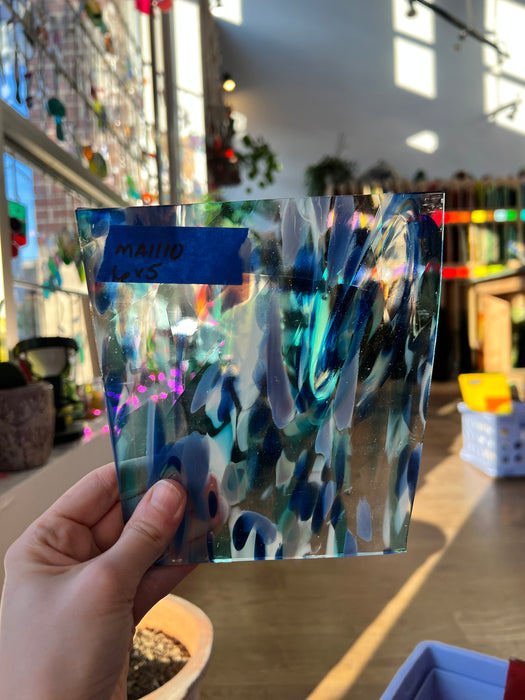 Sparkly Sea Splash (blue aventurine) COGW by Monarch Glass Sheet Glass Colorado Glassworks MA1110 (6x5in)