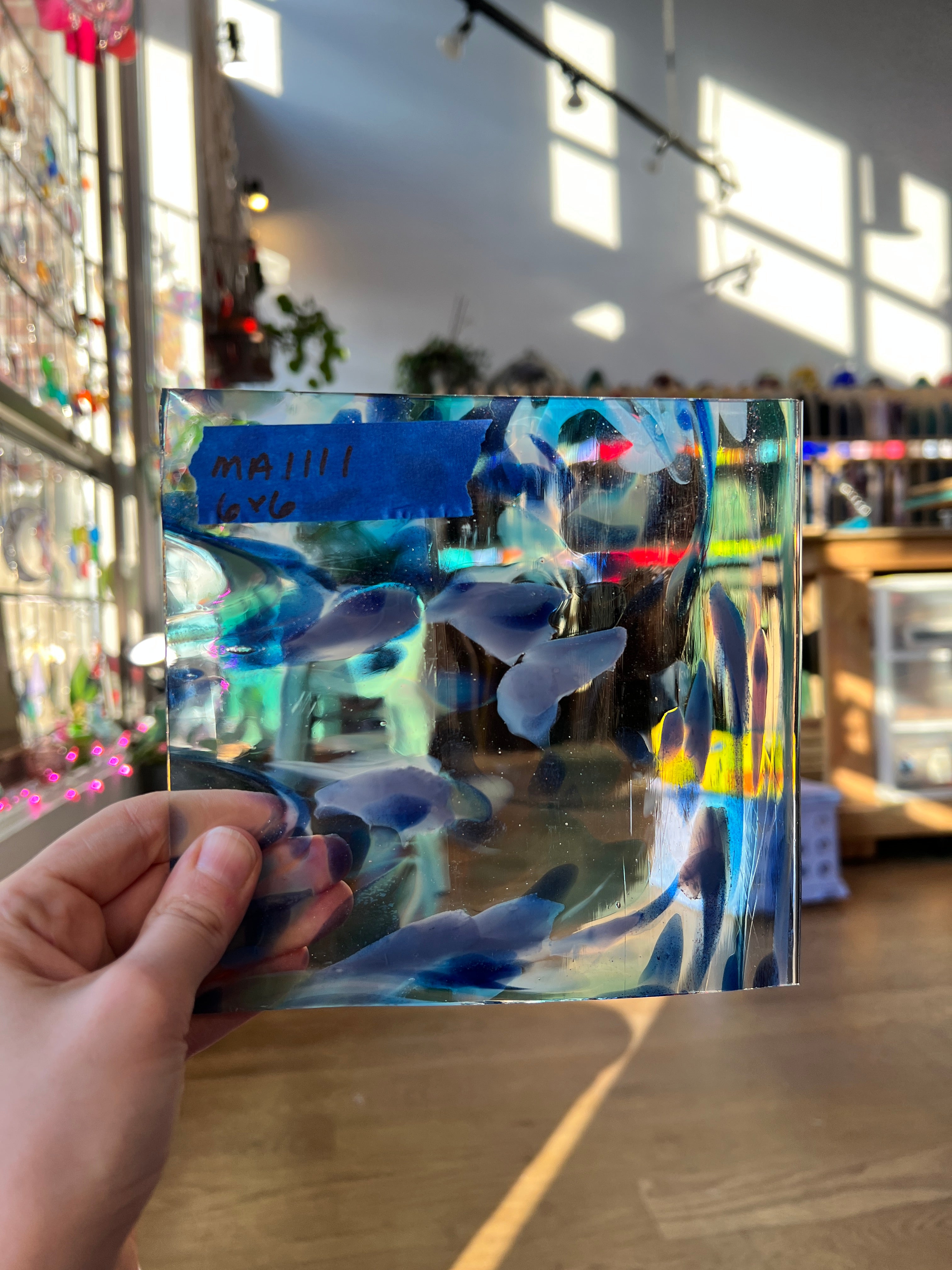 Sparkly Sea Splash (blue aventurine) COGW by Monarch Glass Sheet Glass Colorado Glassworks MA1111 (6x6in)