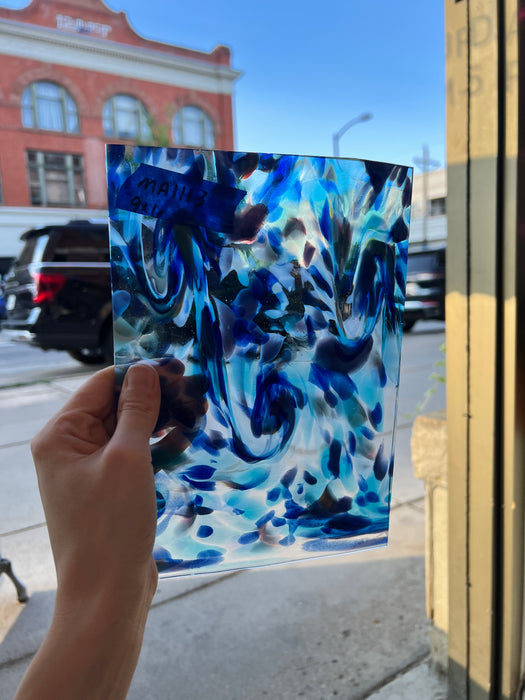 Sparkly Sea Splash (blue aventurine) COGW by Monarch Glass Sheet Glass Colorado Glassworks
