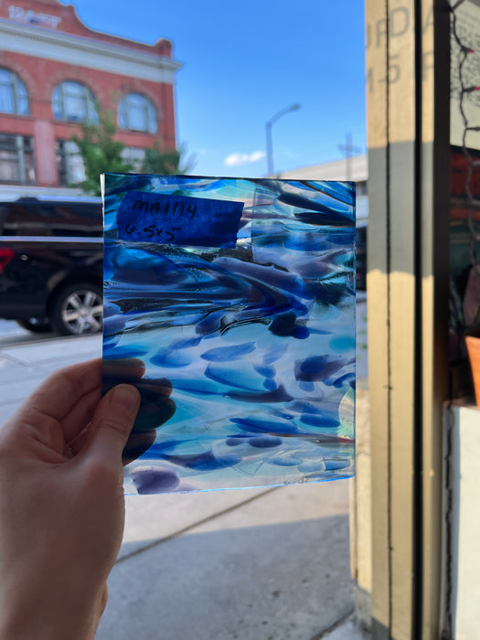 Sparkly Sea Splash (blue aventurine) COGW by Monarch Glass Sheet Glass Colorado Glassworks