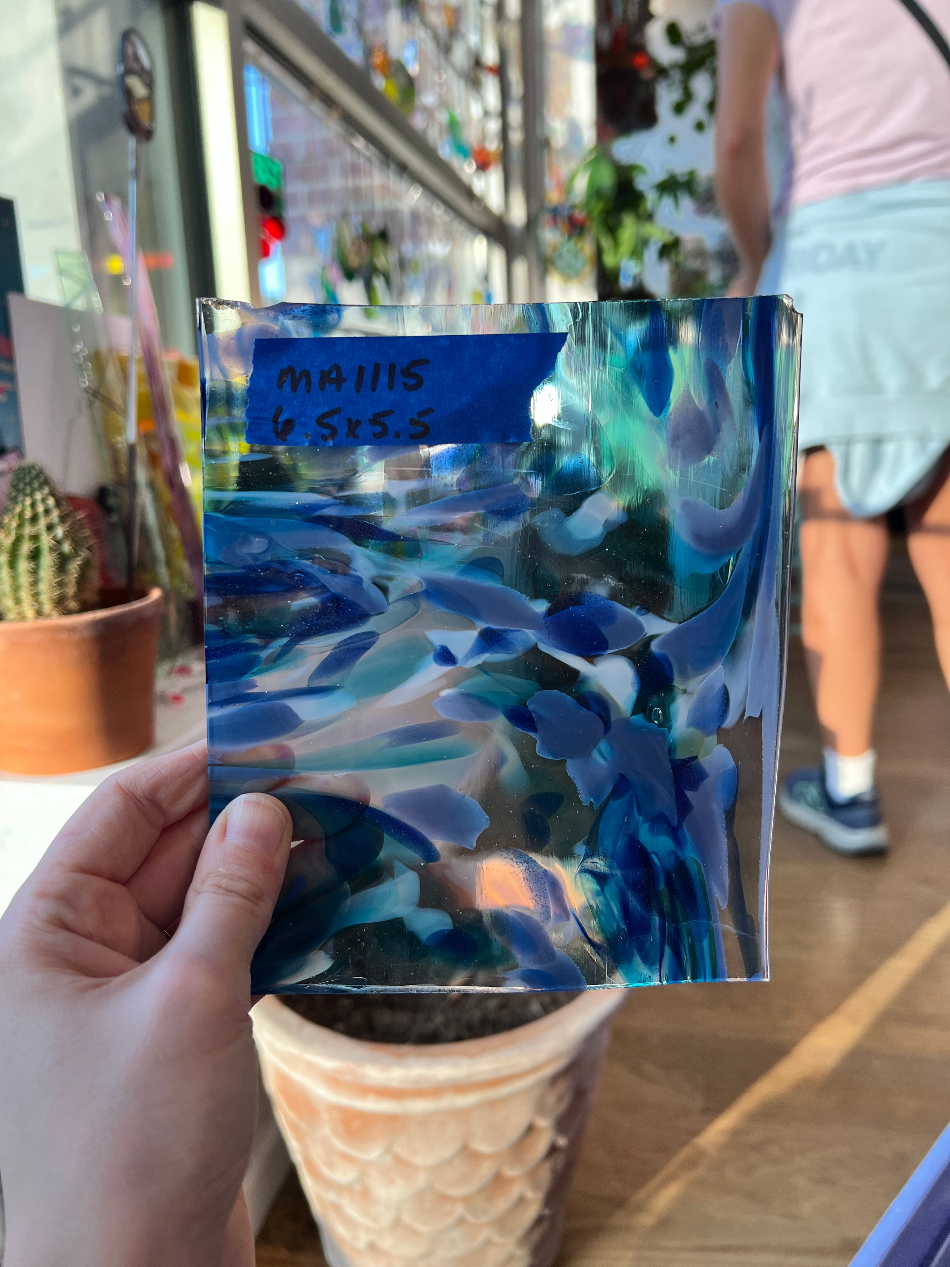 Sparkly Sea Splash (blue aventurine) COGW by Monarch Glass Sheet Glass Colorado Glassworks MA1115 (6.5x5.5in)