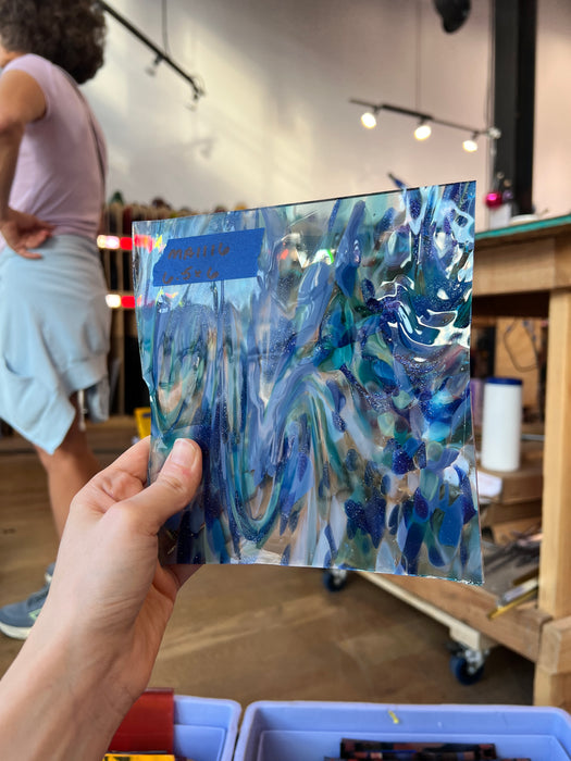 Sparkly Sea Splash (blue aventurine) COGW by Monarch Glass Sheet Glass Colorado Glassworks MA1116 (6.5x6in)