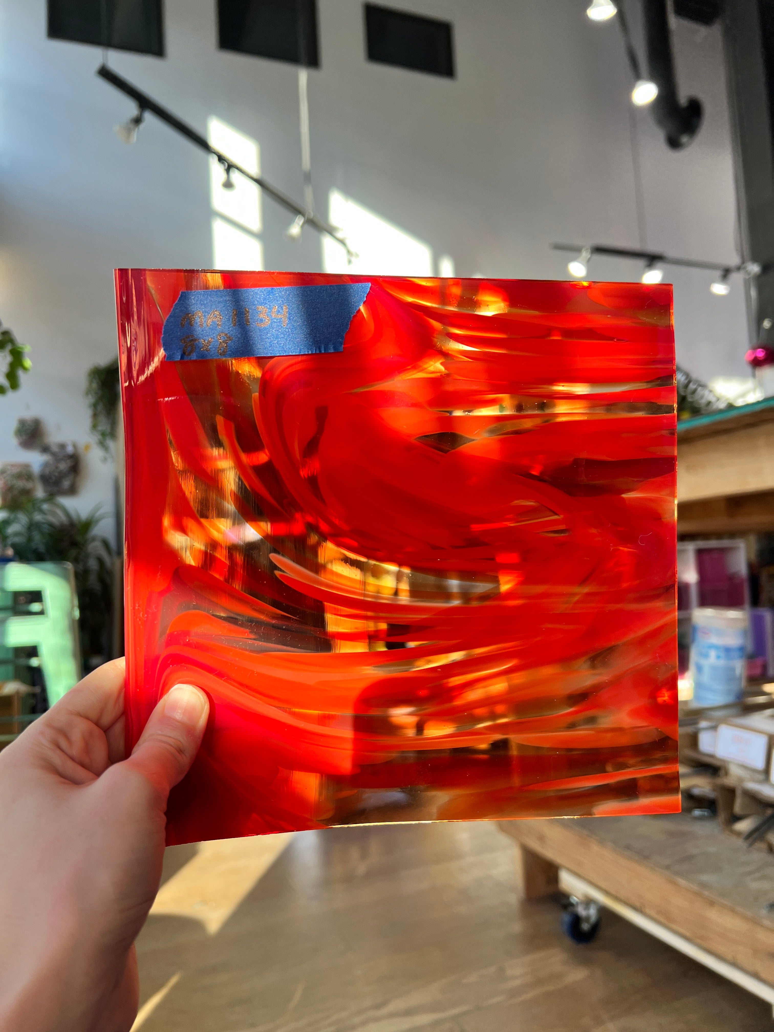 Cherry Blaze COGW by Monarch Glass Sheet Glass Colorado Glass Works MA1134 (8x8in)