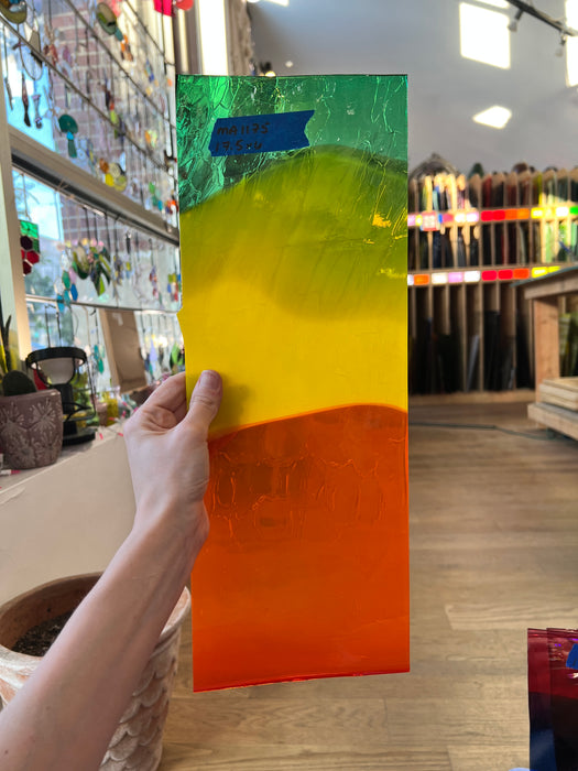 Jamaican Me Crackle COGW by Monarch Glass Sheet Glass Colorado Glass Works MA1175 (17.5x6in)