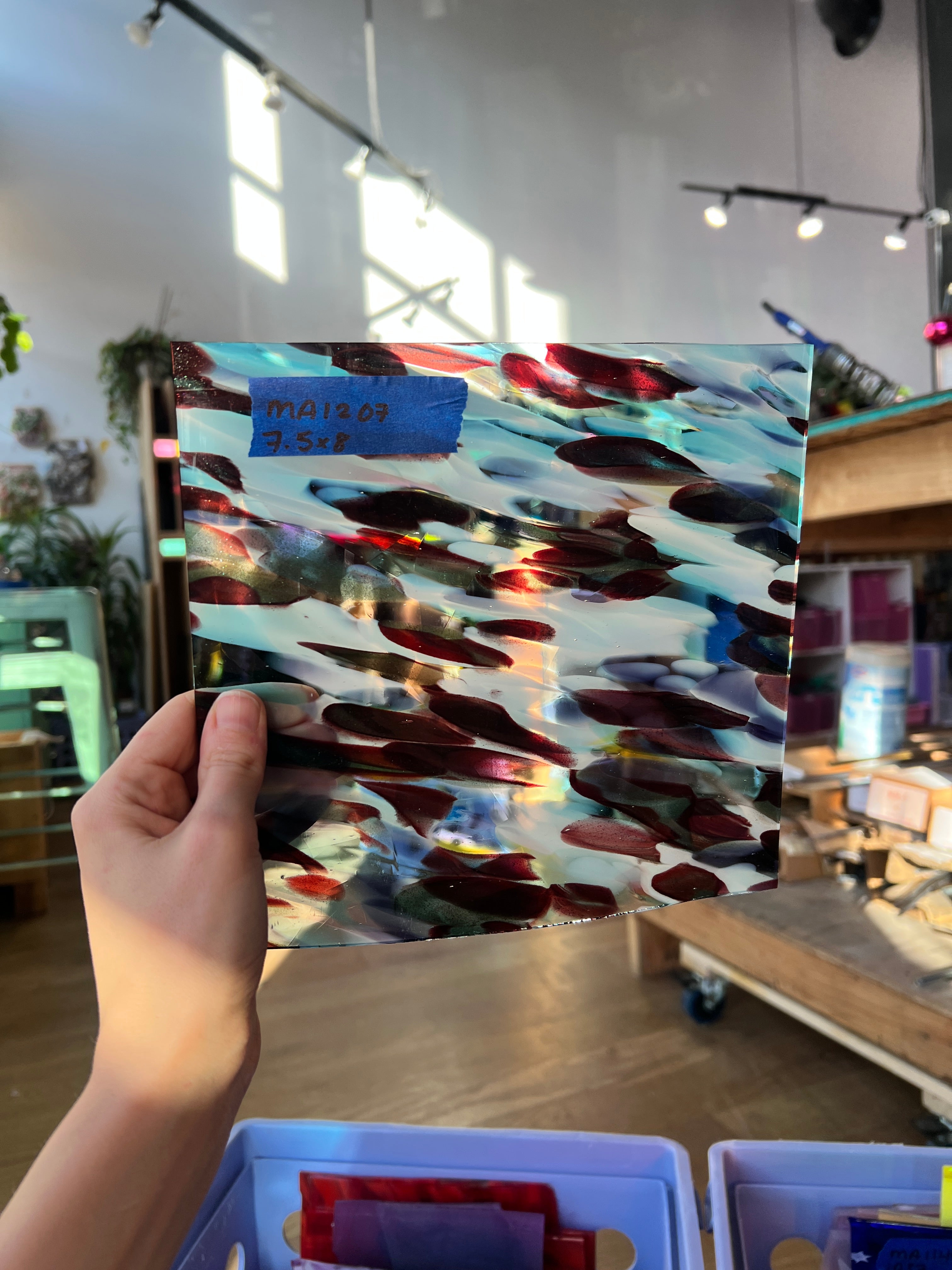 Carmine (aventurine) COGW by Monarch Glass Sheet Glass Colorado Glassworks MA1207 (7.5x8in)