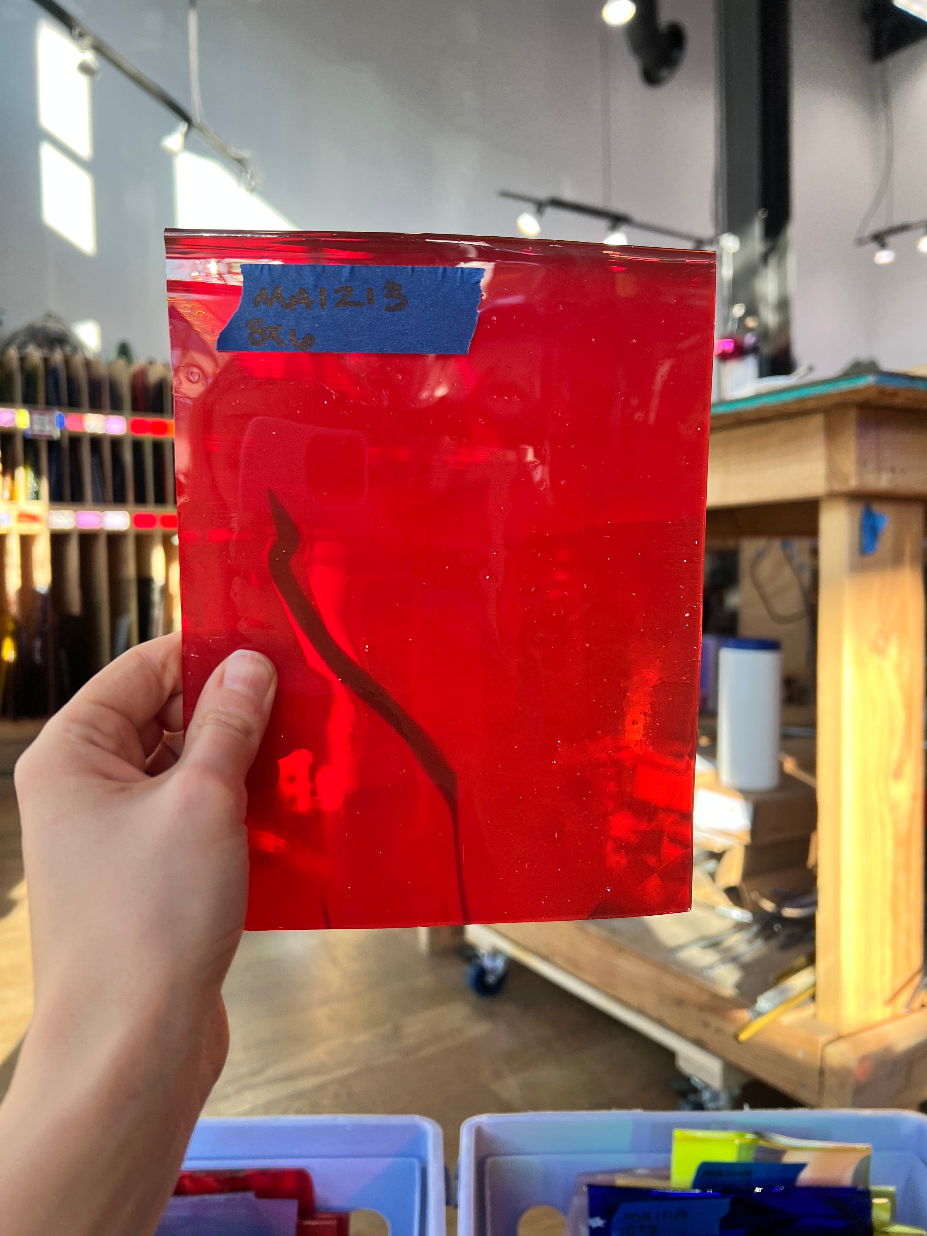 Maraschino Mamma (red on clear flash) COGW by Monarch Glass Sheet Glass Colorado Glass Works MA1213 (8x6in)