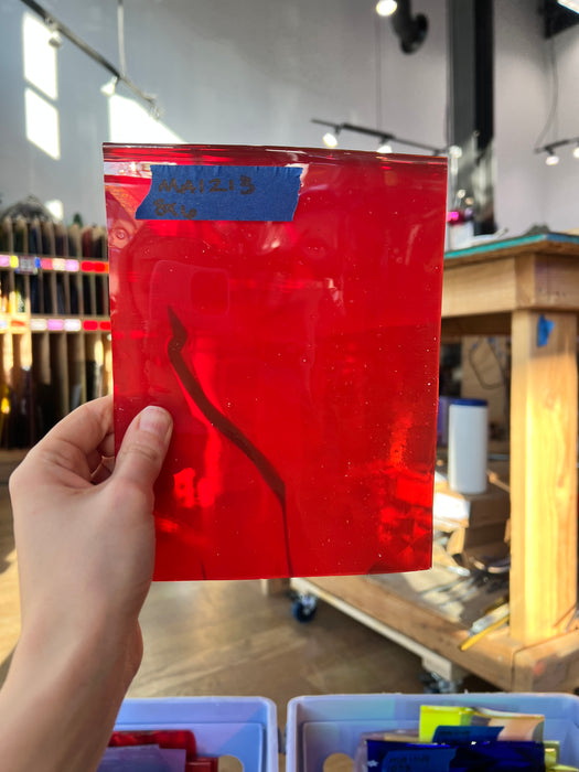 Maraschino Mamma (red on clear flash) COGW by Monarch Glass Sheet Glass Colorado Glass Works MA1213 (8x6in)