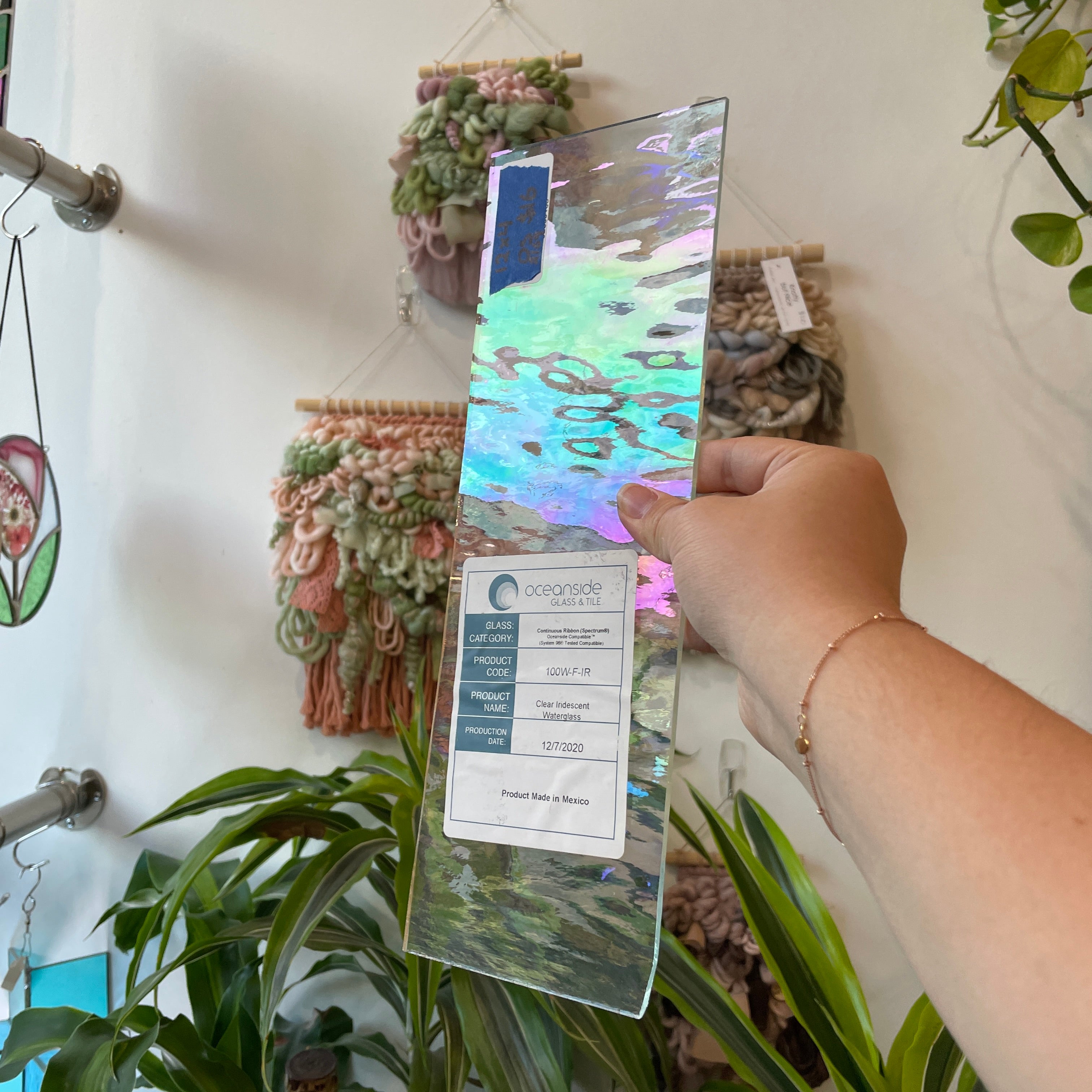 Clear Iridescent Waterglass Oceanside Sheet Glass Colorado Glass Works OS2169 (12x4in)