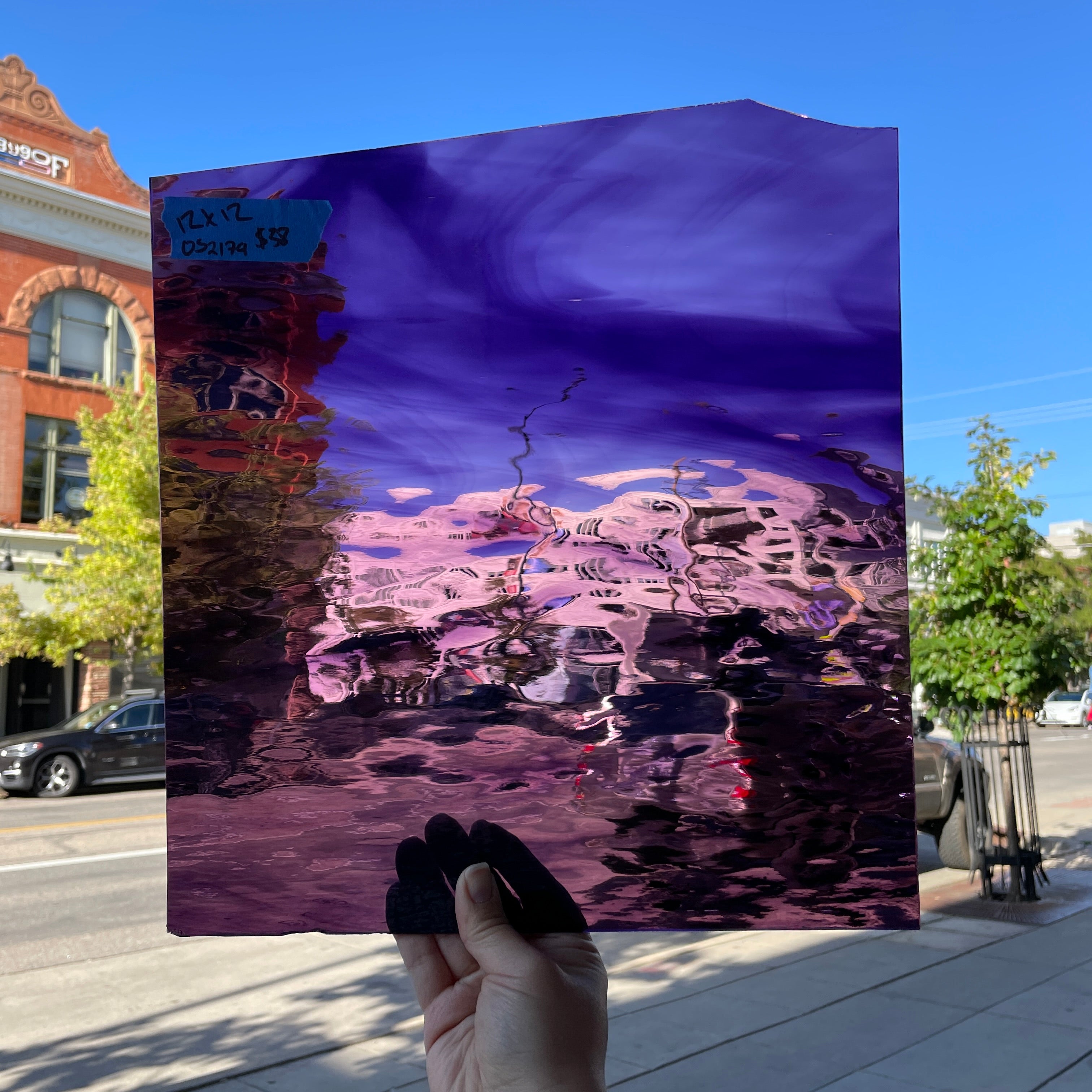 Purple Wispy Transparent Oceanside Sheet Glass Colorado Glassworks