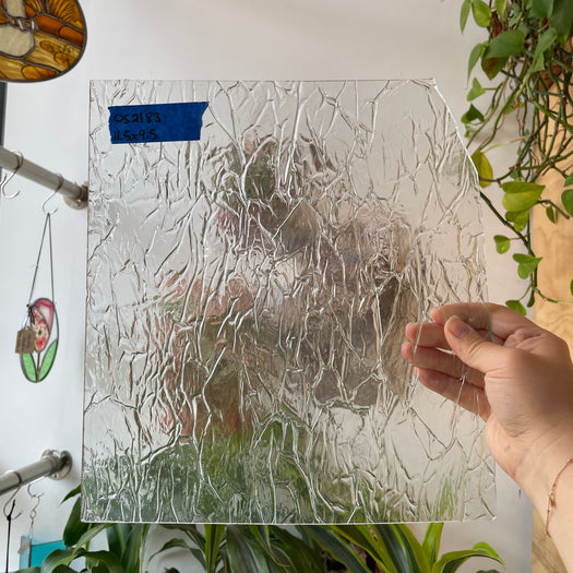 Krinkle Textured Clear Oceanside Fusible 96 COE Sheet Glass Colorado Glassworks OS2183 (11.5x9.5in)