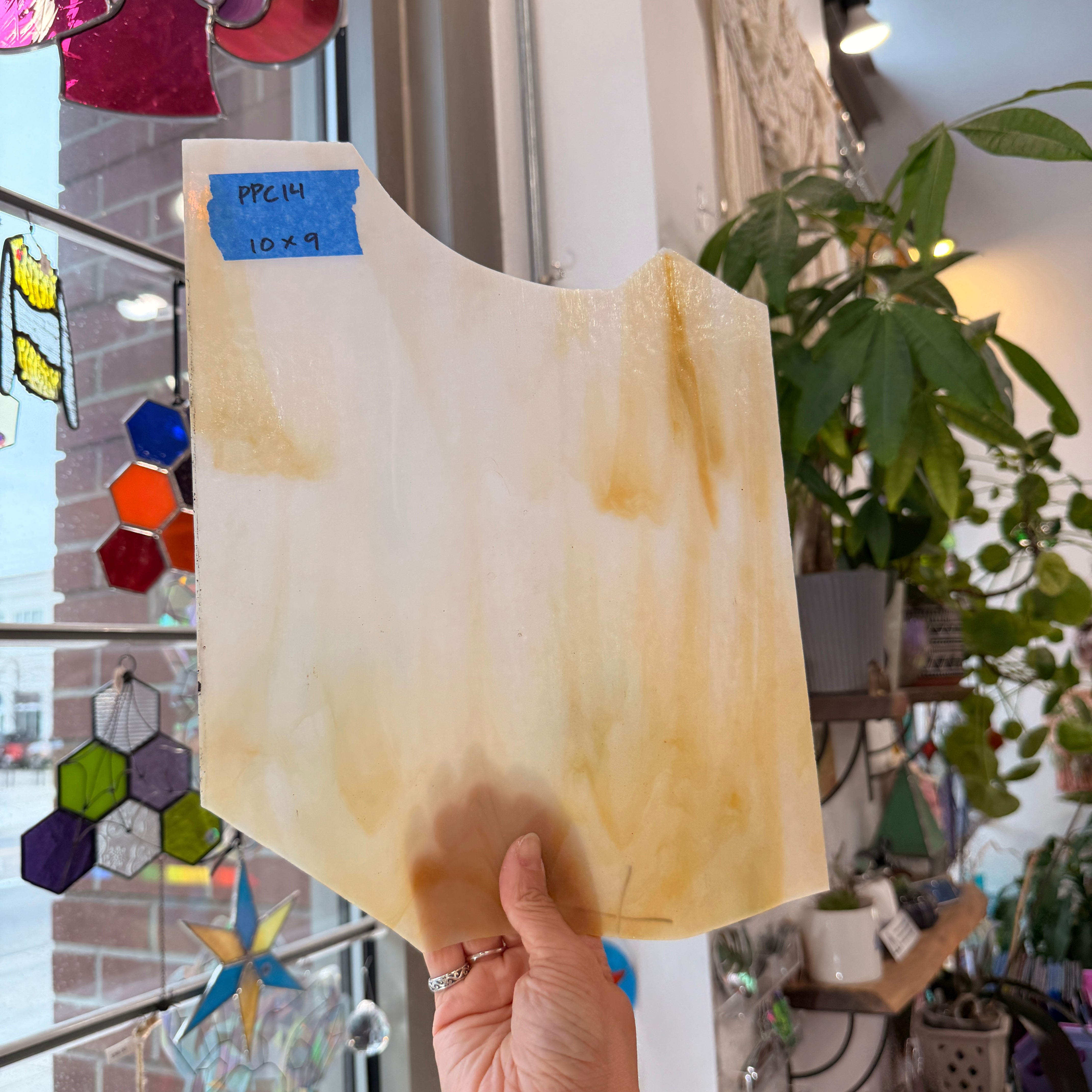 Light Amber Mixed Vintage Opal Wispy Sheet Glass Colorado Glassworks