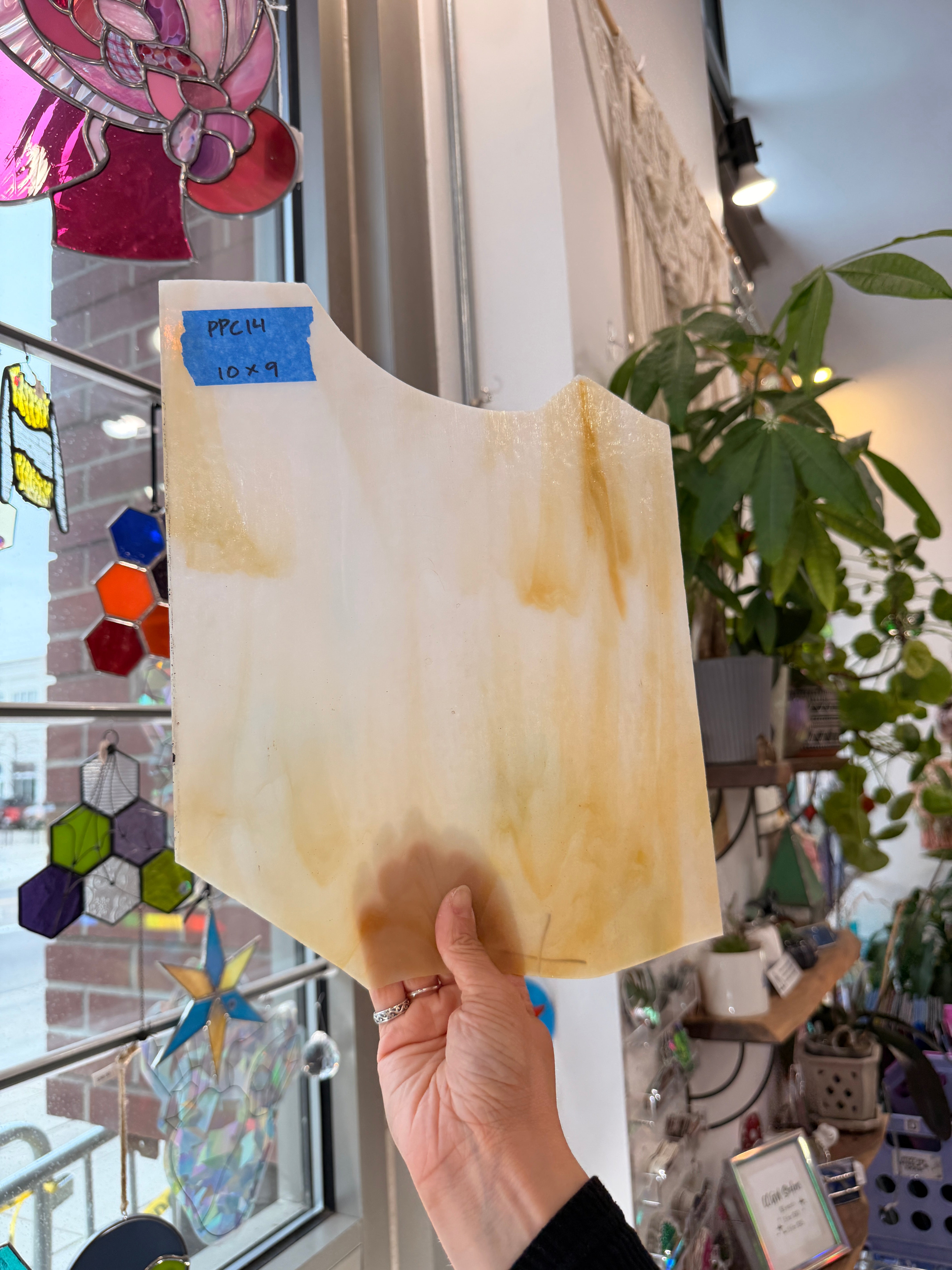 Light Amber Mixed Vintage Opal Wispy Sheet Glass Colorado Glassworks