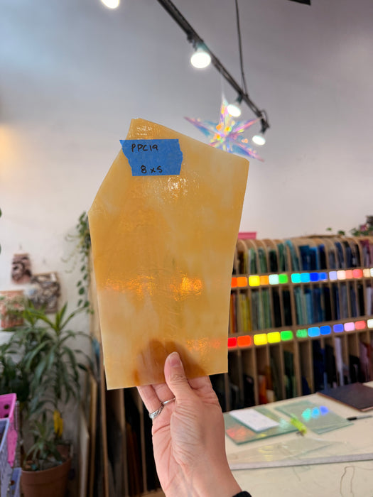 Amber Yellow White Wispy Kokomo Sheet Glass Kokomo Glass