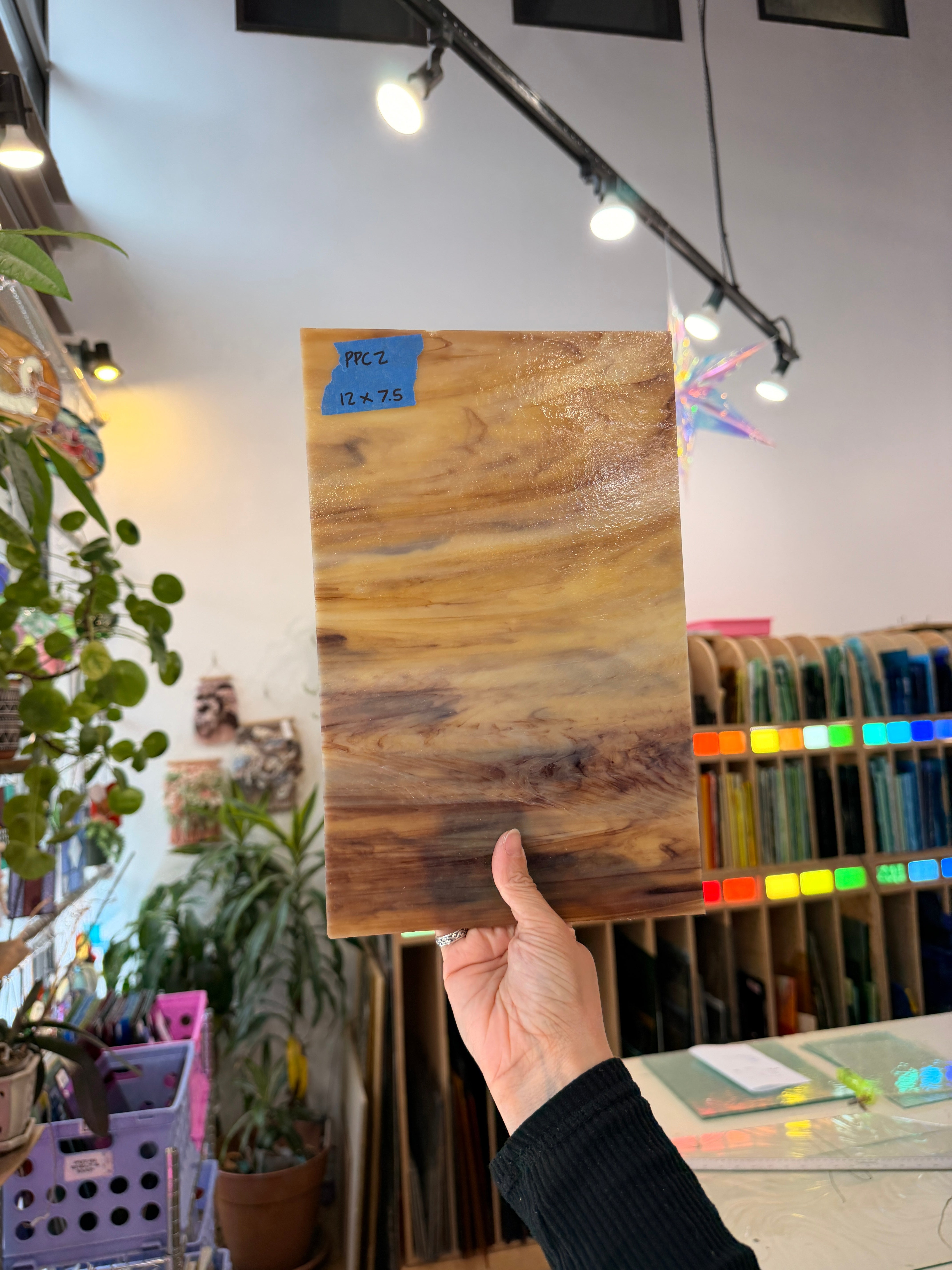 Brown Wispy Mixed Opaque Kokomo Sheet Glass Kokomo Glass