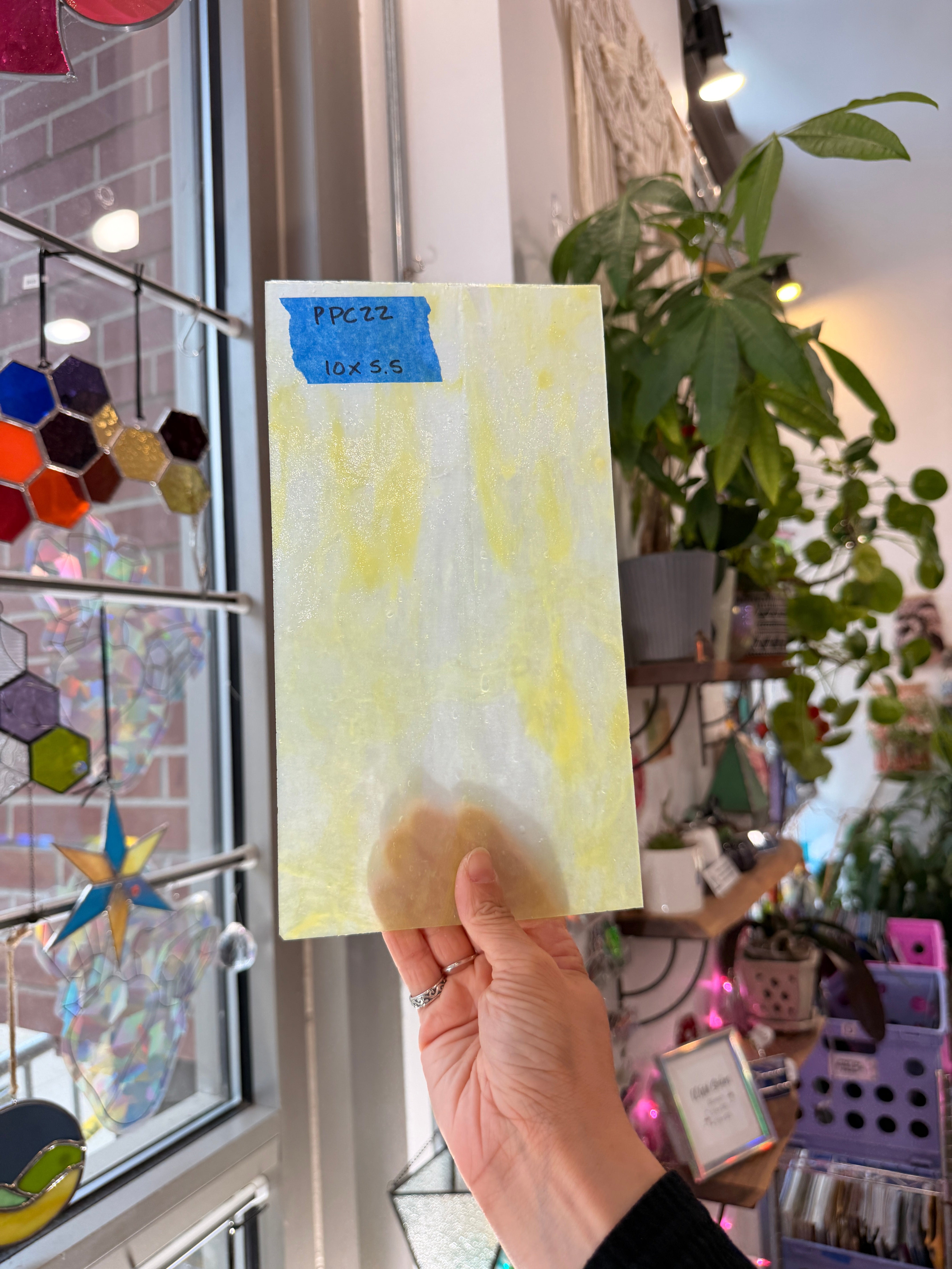 White Clear Wispy Stipple Sheet Glass Colorado Glassworks