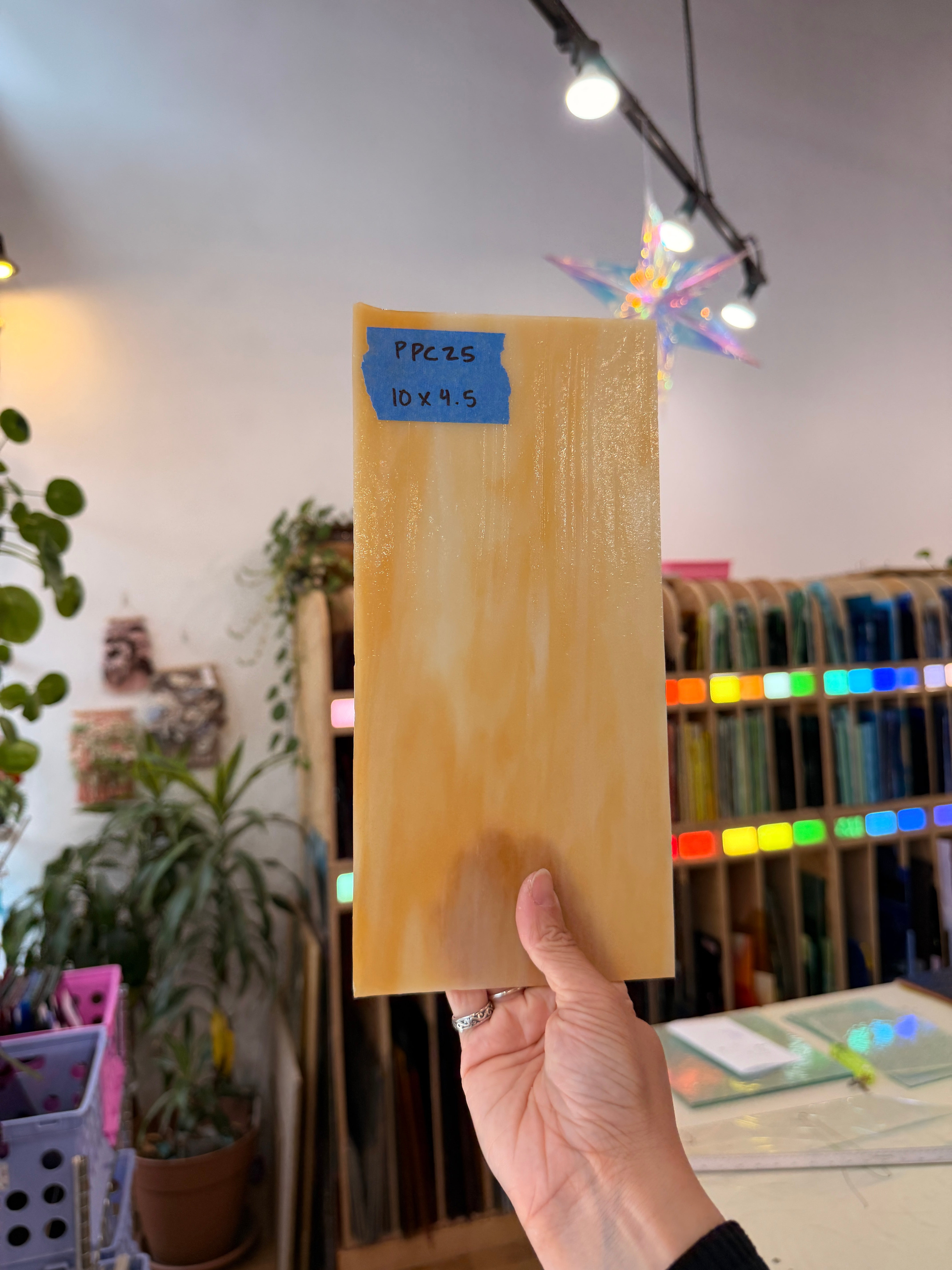 Amber Yellow White Wispy Kokomo Sheet Glass Kokomo Glass PPC25 (10x4.5inin)