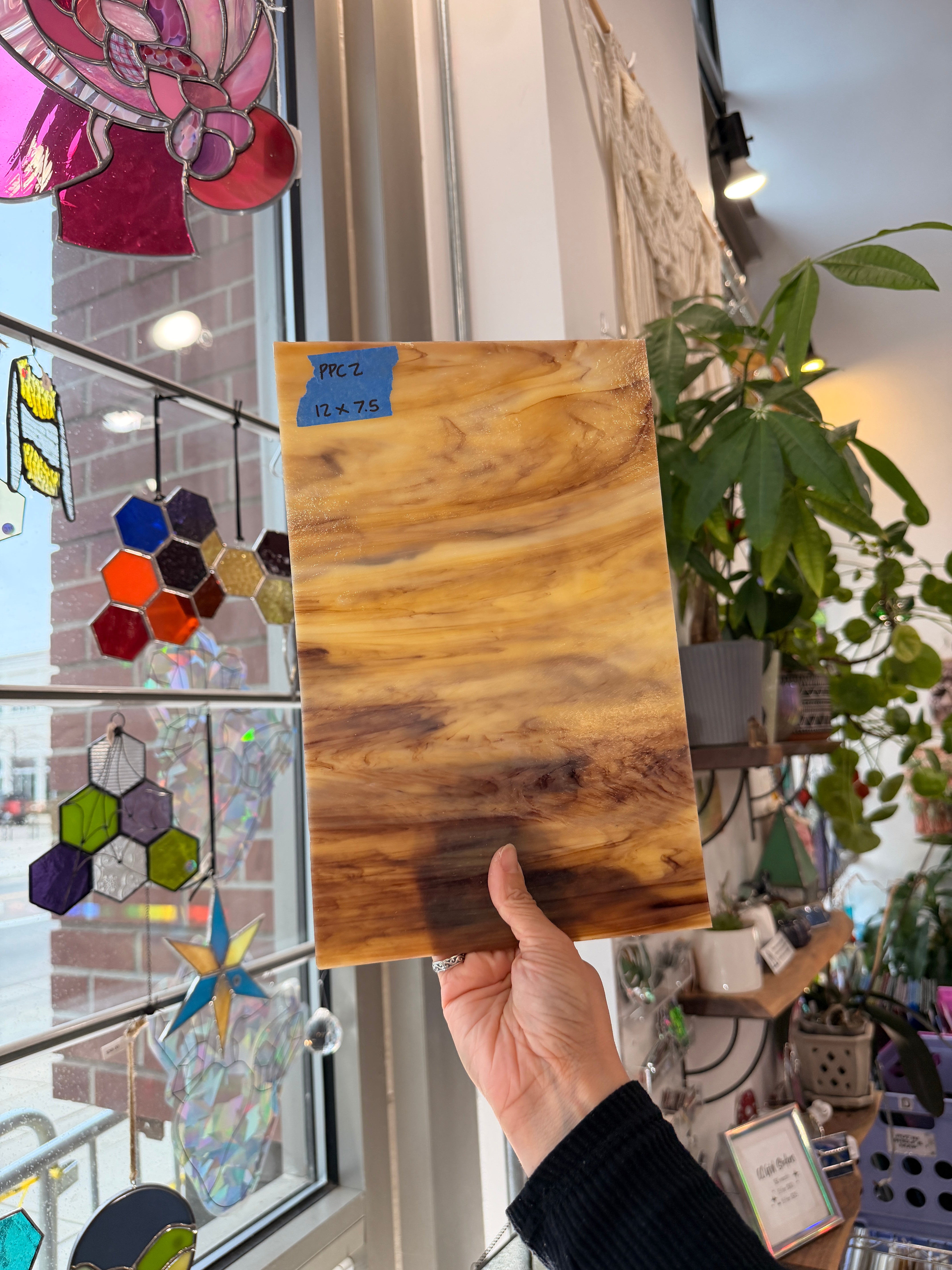 Brown Wispy Mixed Opaque Kokomo Sheet Glass Kokomo Glass