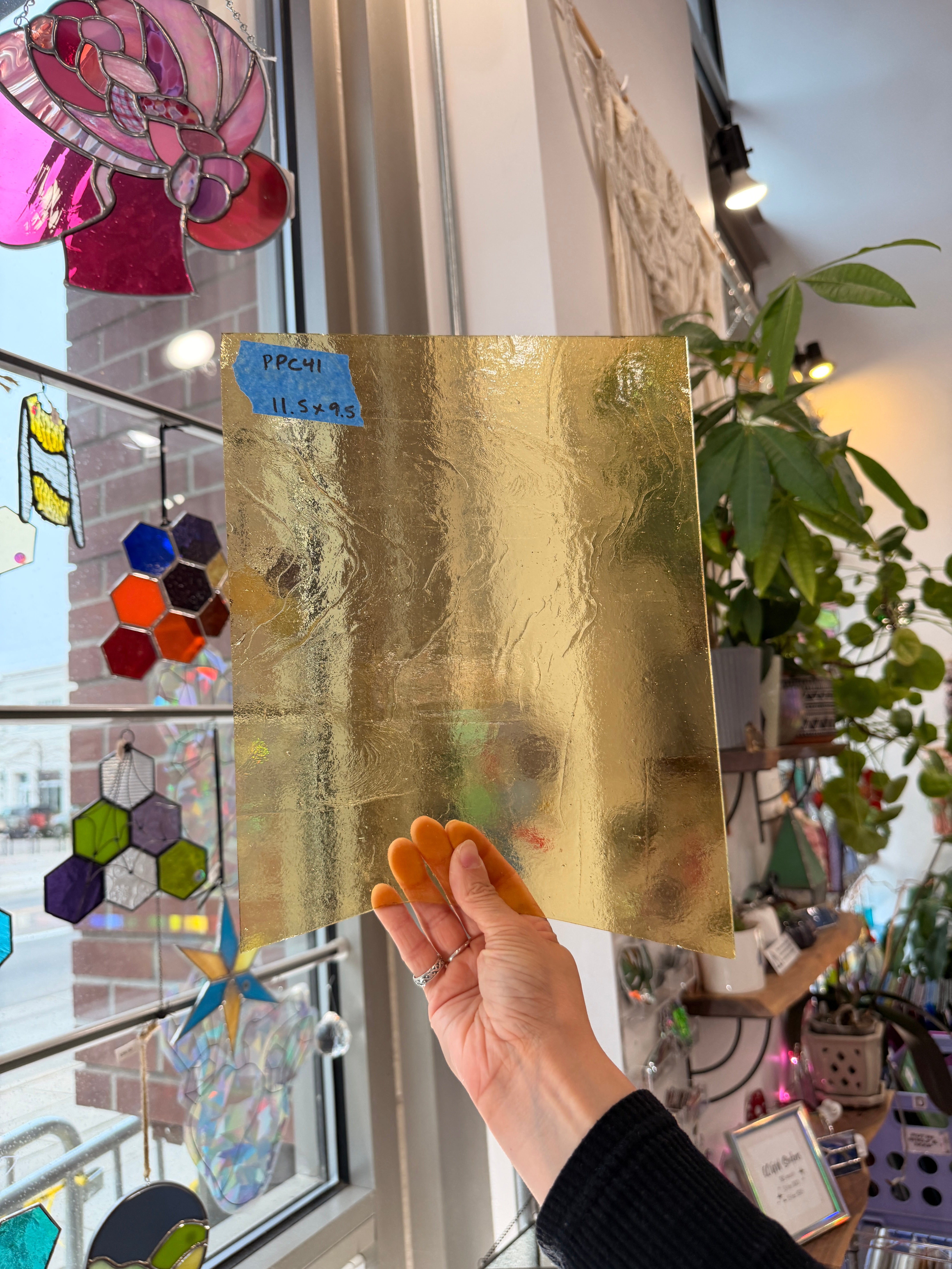 Transparent Light Amber Kokomo Sheet Glass Kokomo Glass PPC41 (11.5x9.5inin)