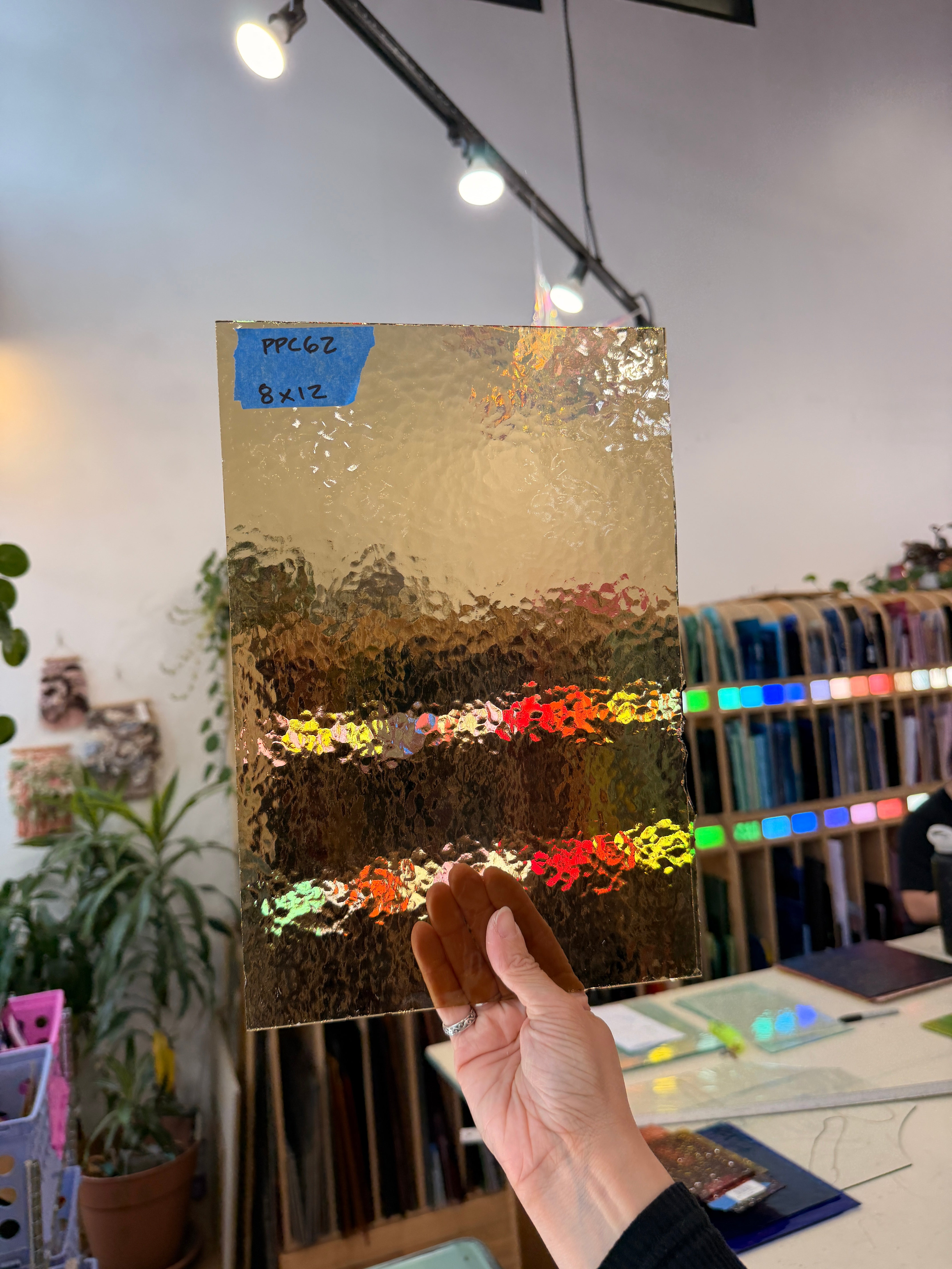 Amber Taupe Hammered Sheet Glass Colorado Glassworks