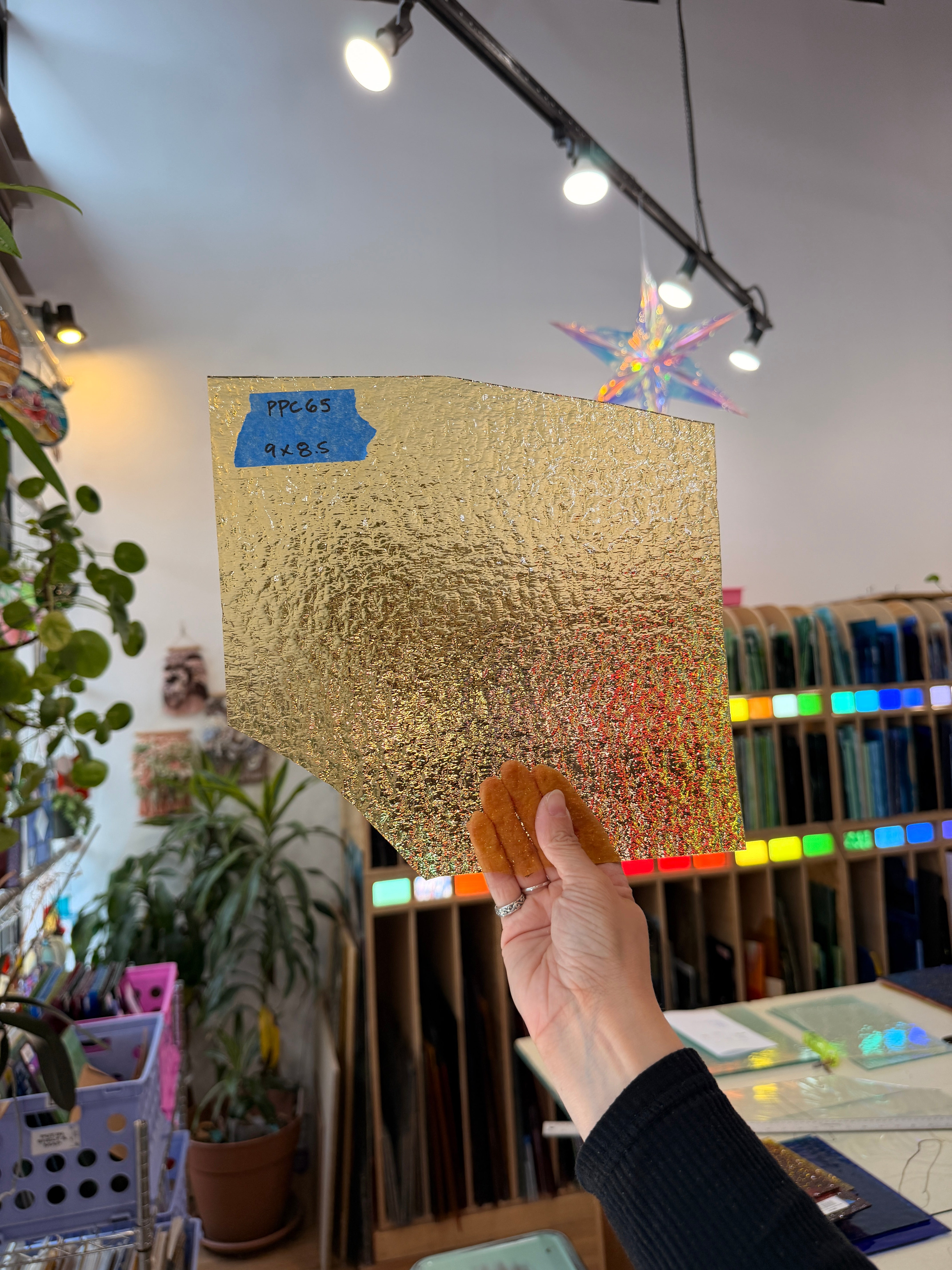 Light Amber Transparent Hammered Sheet Glass Colorado Glassworks