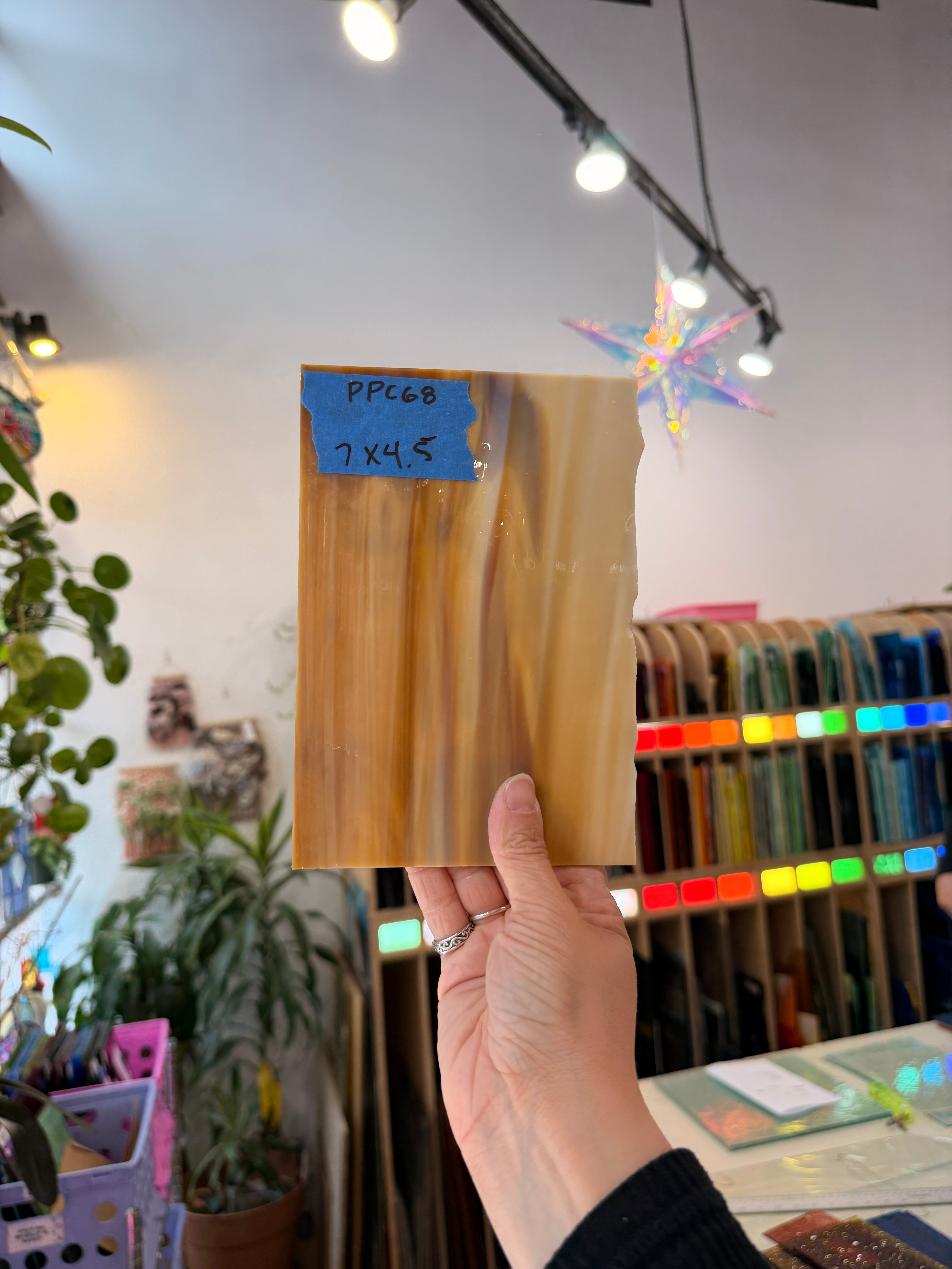 Brown White Wispy Vintage Spectrum Sheet Glass Spectrum Glass