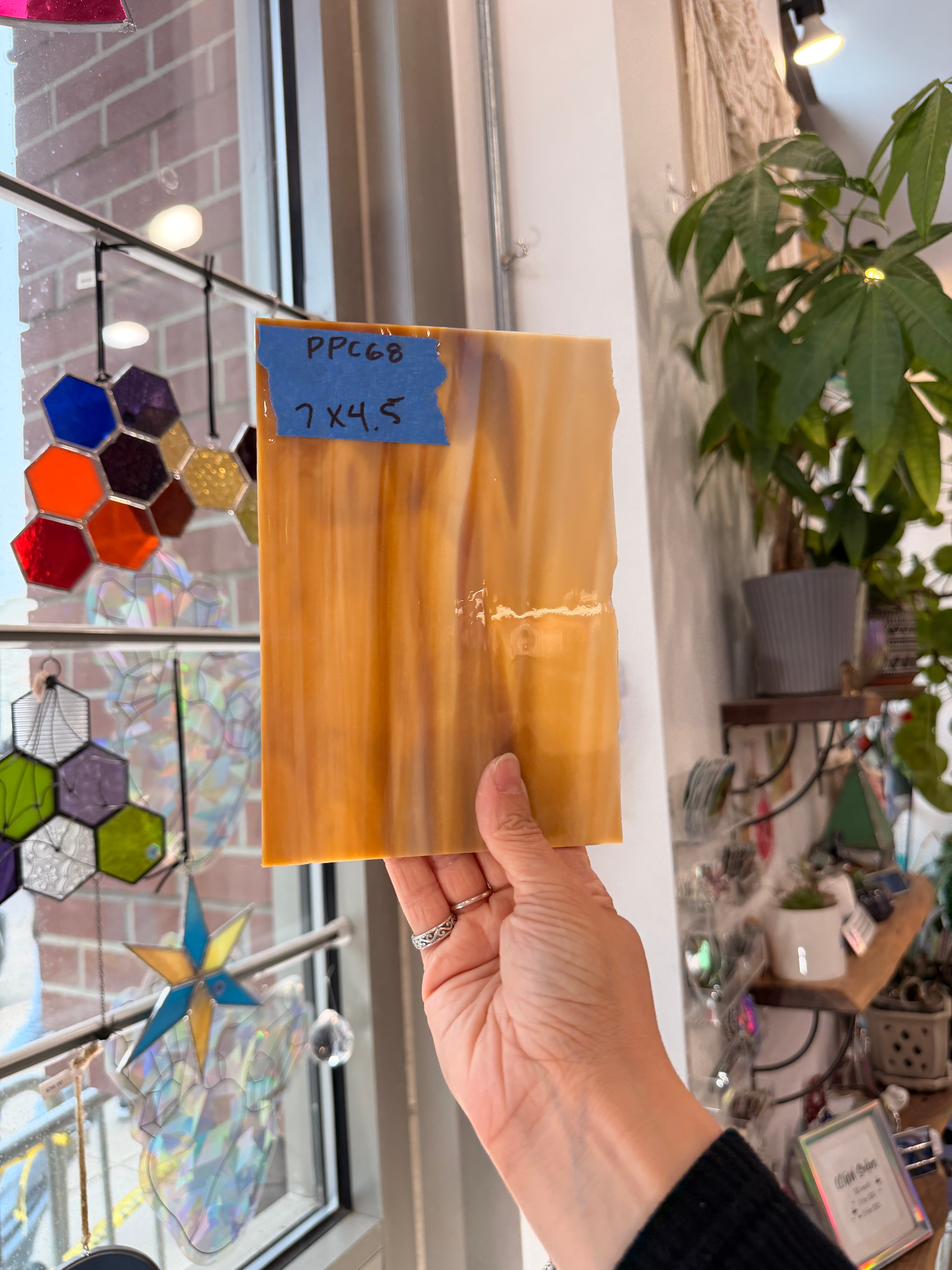 Brown White Wispy Vintage Spectrum Sheet Glass Spectrum Glass PPC68 (7x4.5inin)