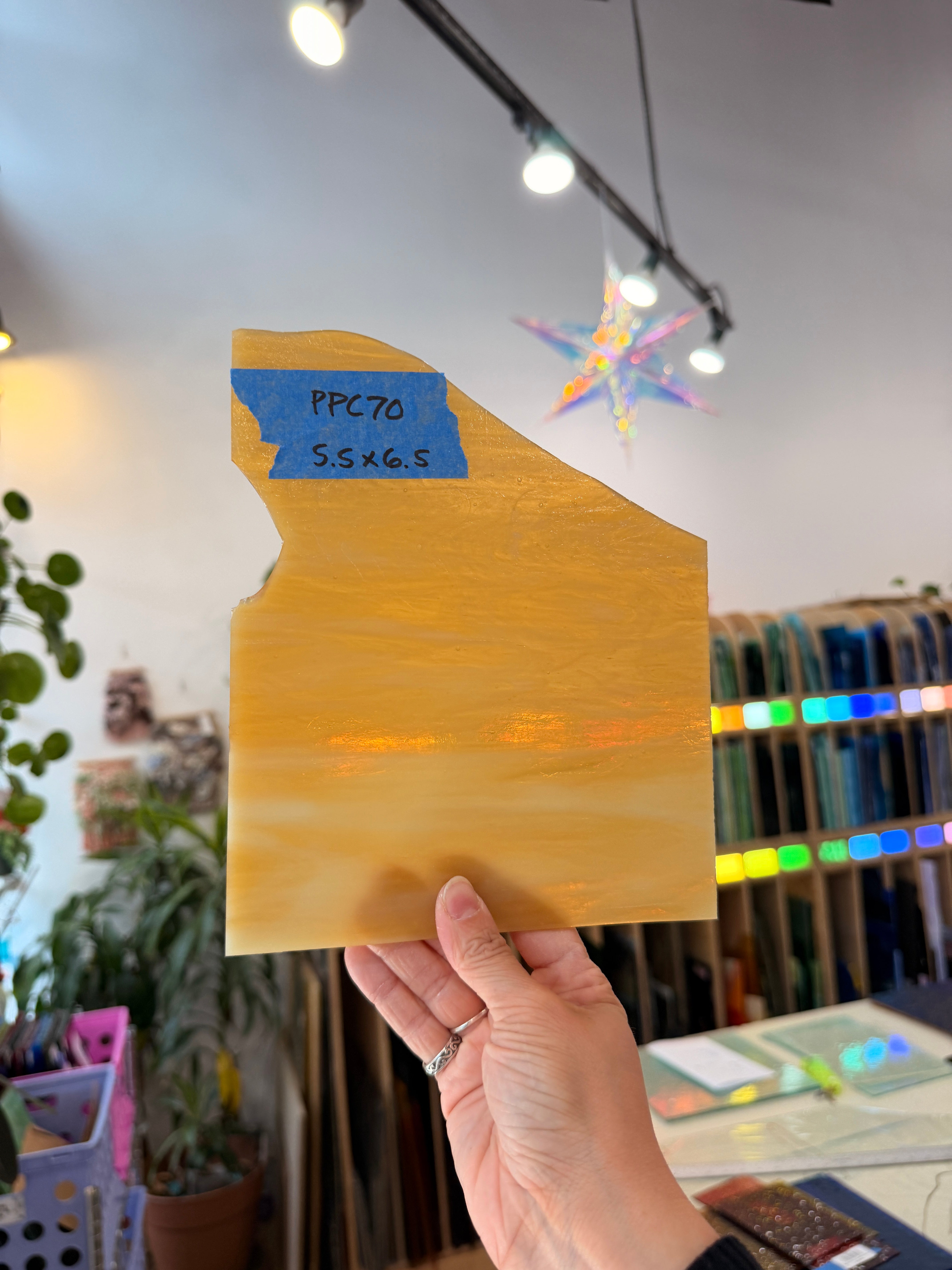 Medium Amber White Wispy Sheet Glass Colorado Glassworks