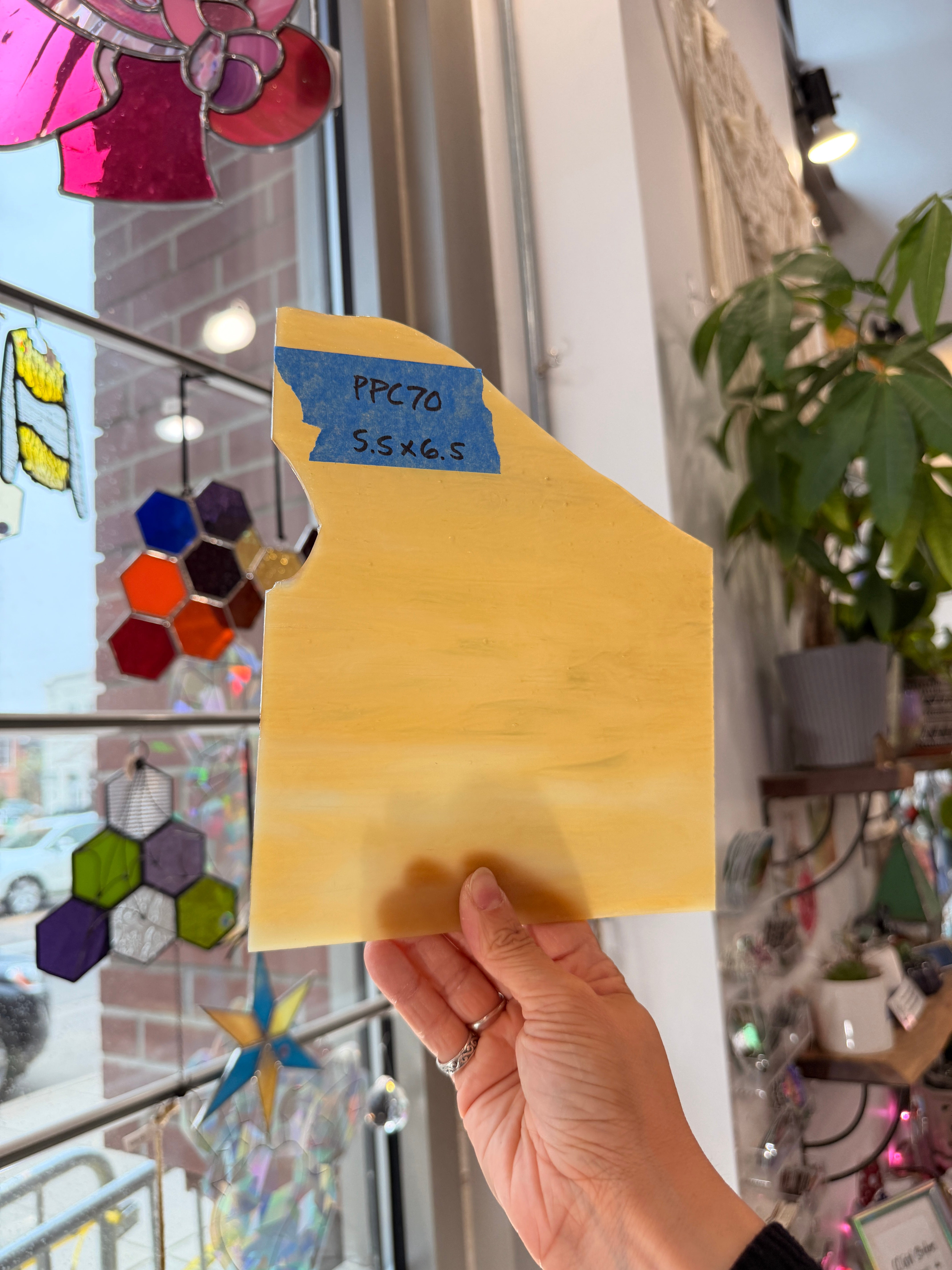 Medium Amber White Wispy Sheet Glass Colorado Glassworks PPC70 (6.5x5.5inin)