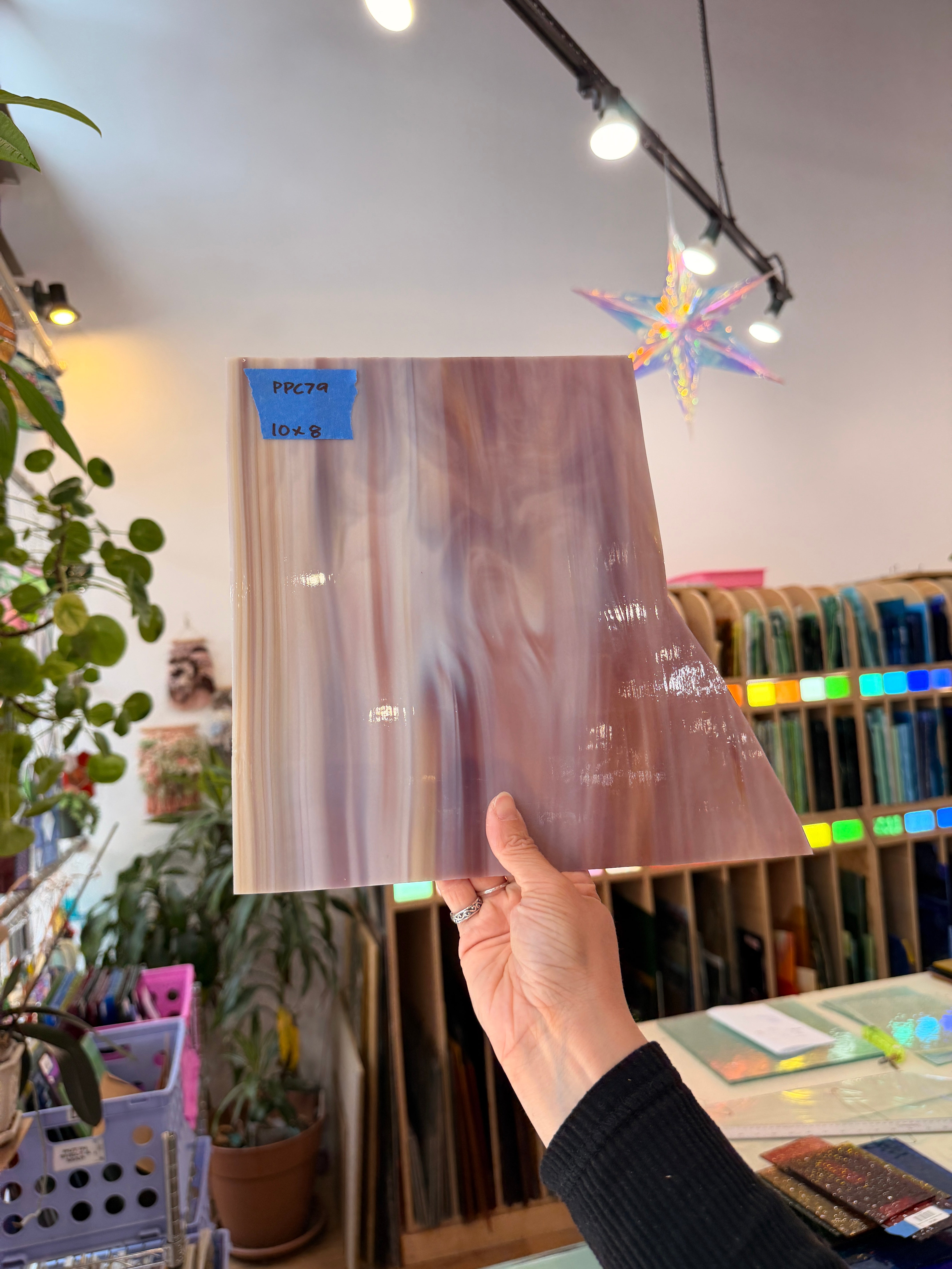 Amber Brown Purple Wispy Spectrum Sheet Glass Spectrum Glass