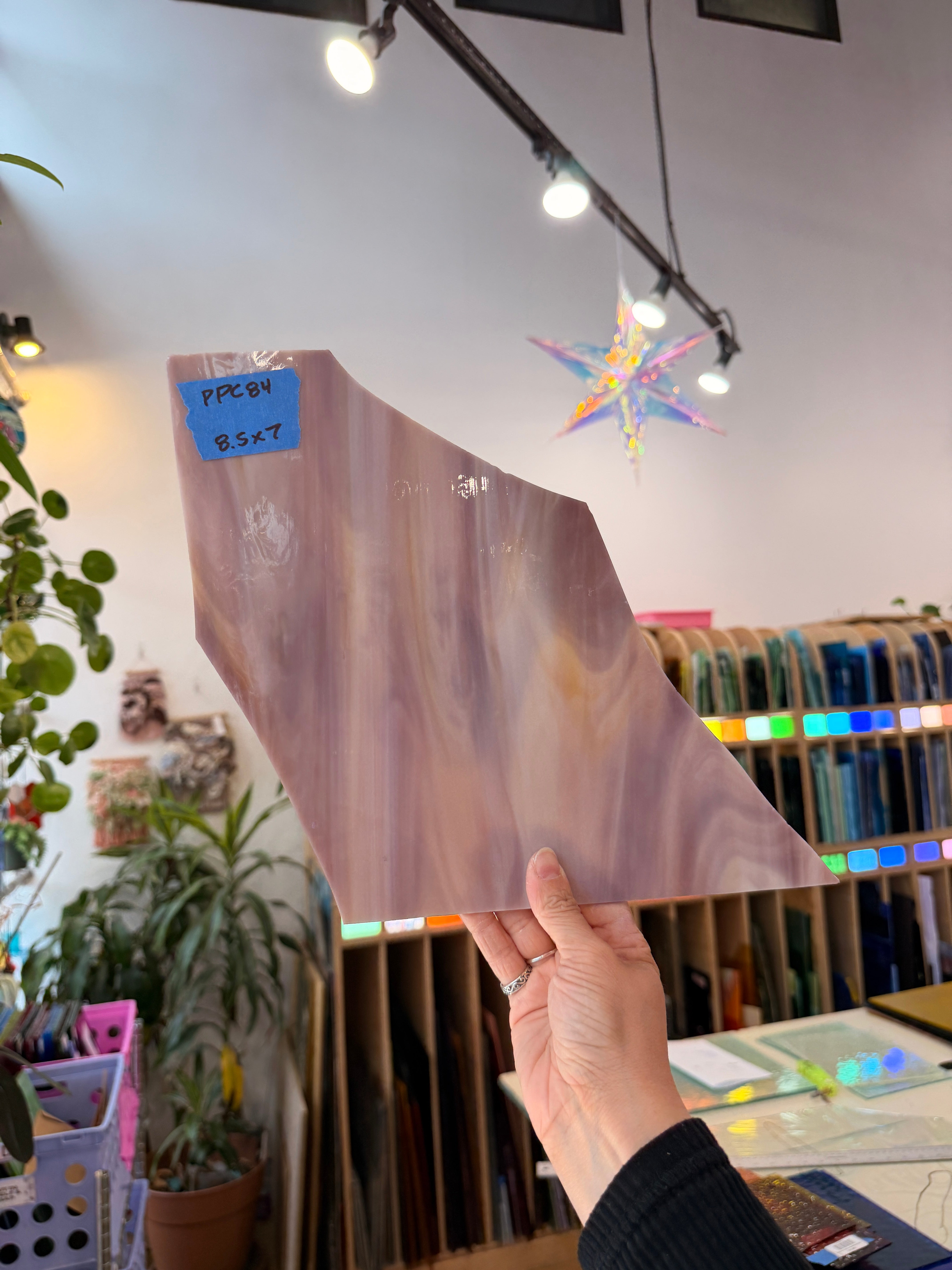 Amber Brown Purple Wispy Spectrum Sheet Glass Spectrum Glass PPC84 (8.5x7inin)