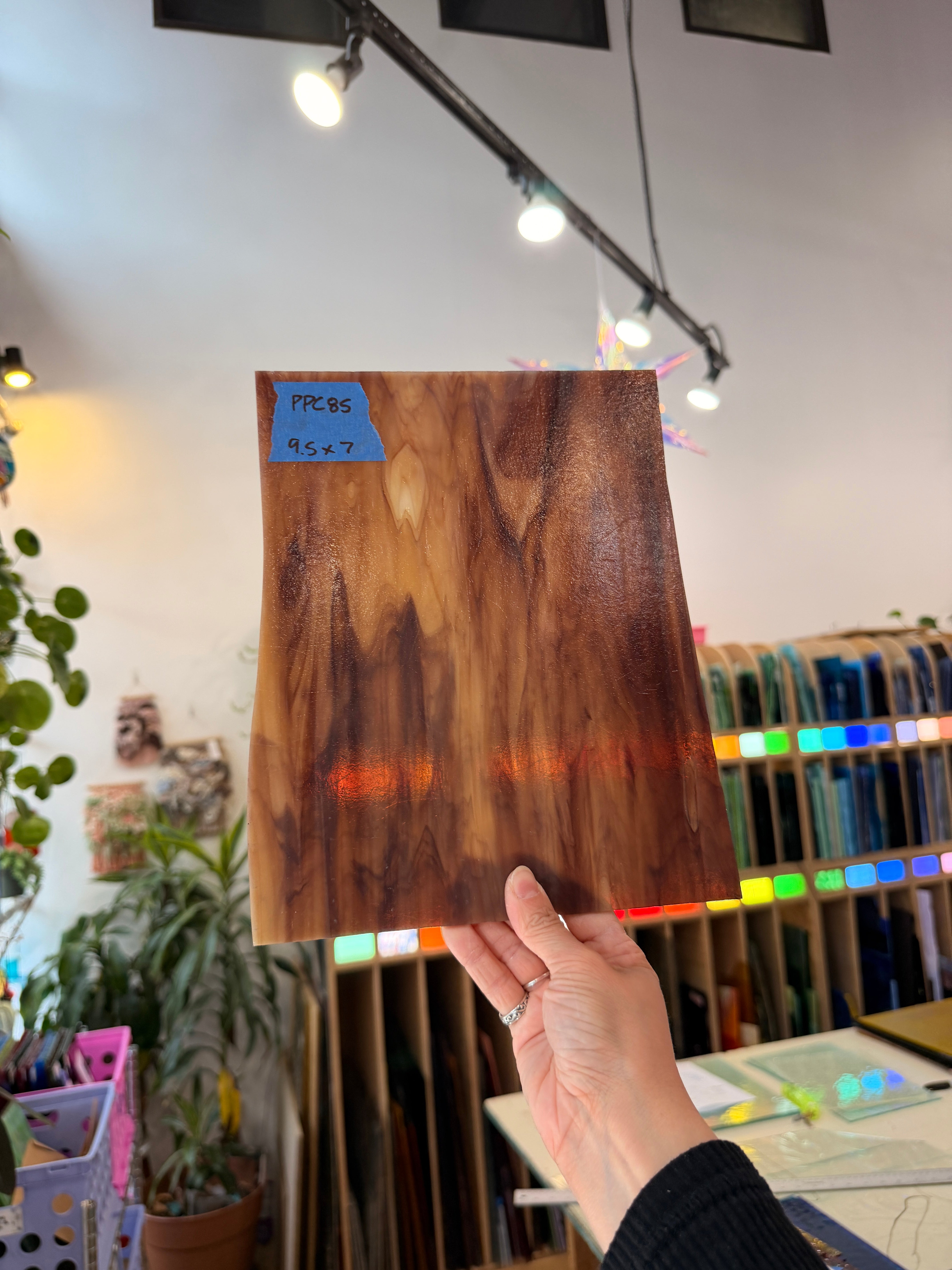 Dark Brown Wispy Sheet Glass Colorado Glassworks