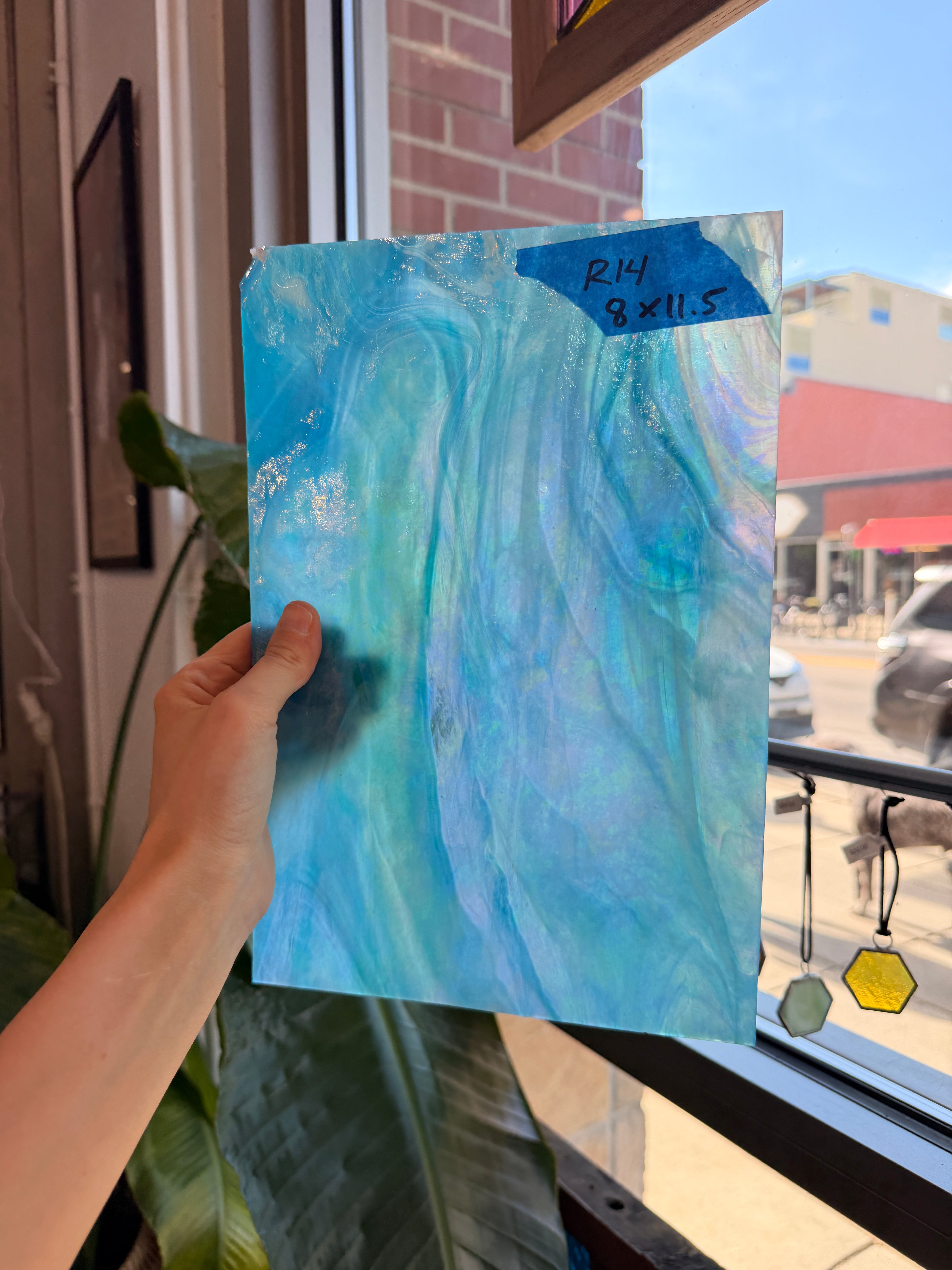 Blue White Wispy Iridescent Wissmach Sheet Glass Wissmach Glass