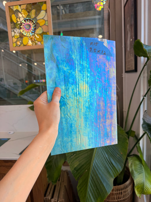 Blue White Wispy Iridescent Wissmach Sheet Glass Wissmach Glass 12x7.5in (WM-51170861)