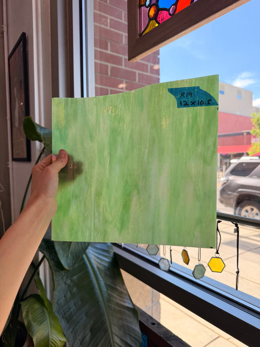 Green Wispy Iridescent Wissmach Sheet Glass Wissmach Glass