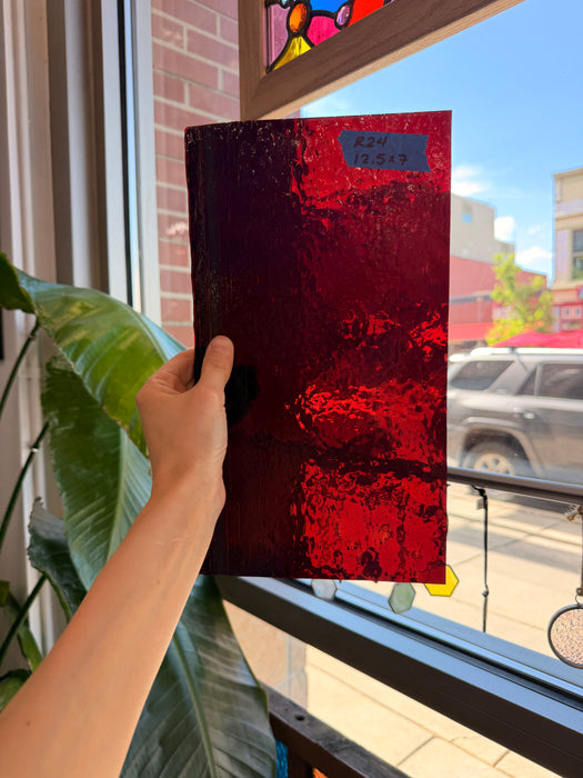Dark Red Vintage Spectrum Seedy Sheet Glass Spectrum Glass
