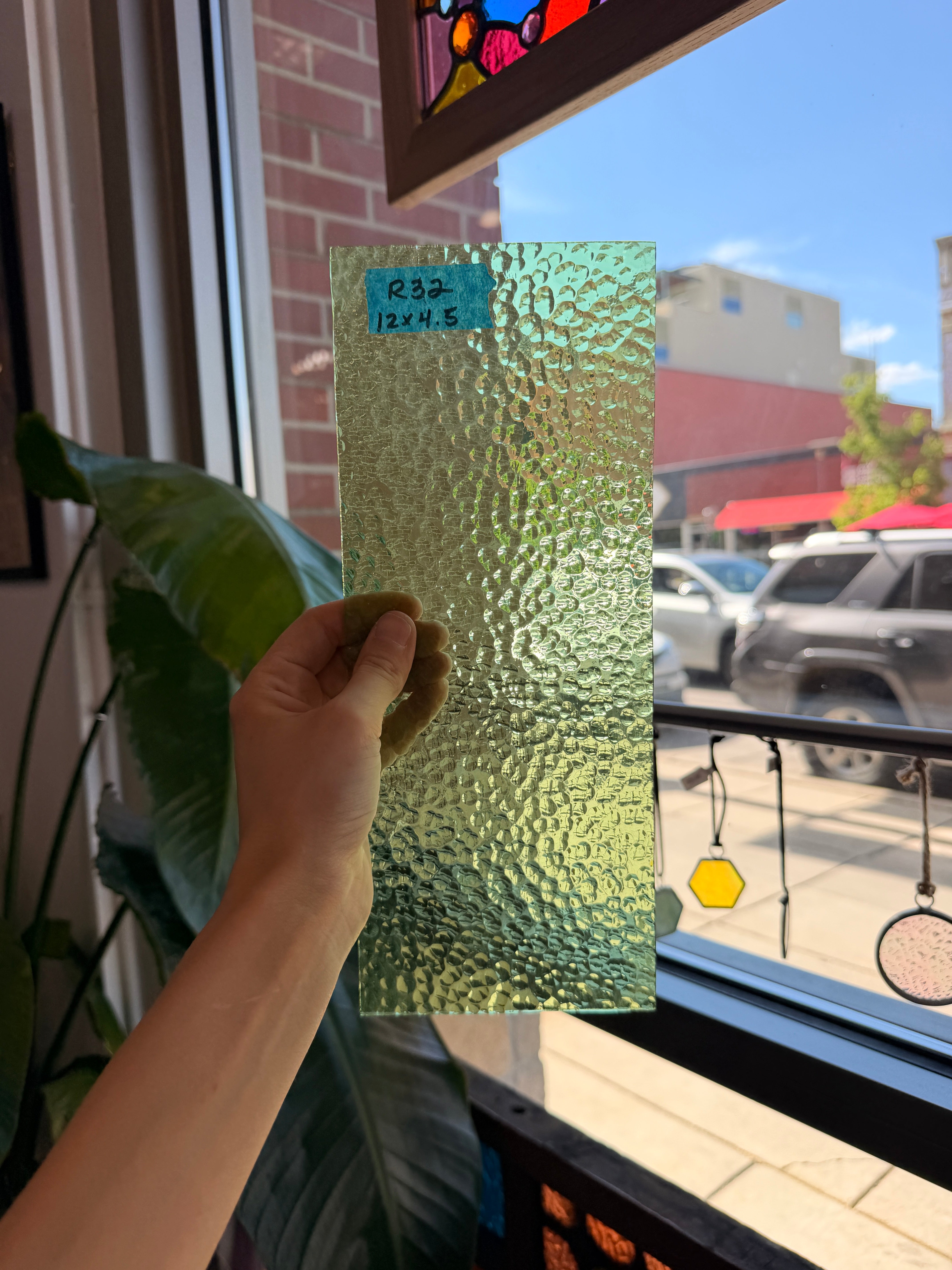 Light Green Hammered Transparent Sheet Glass Colorado Glassworks