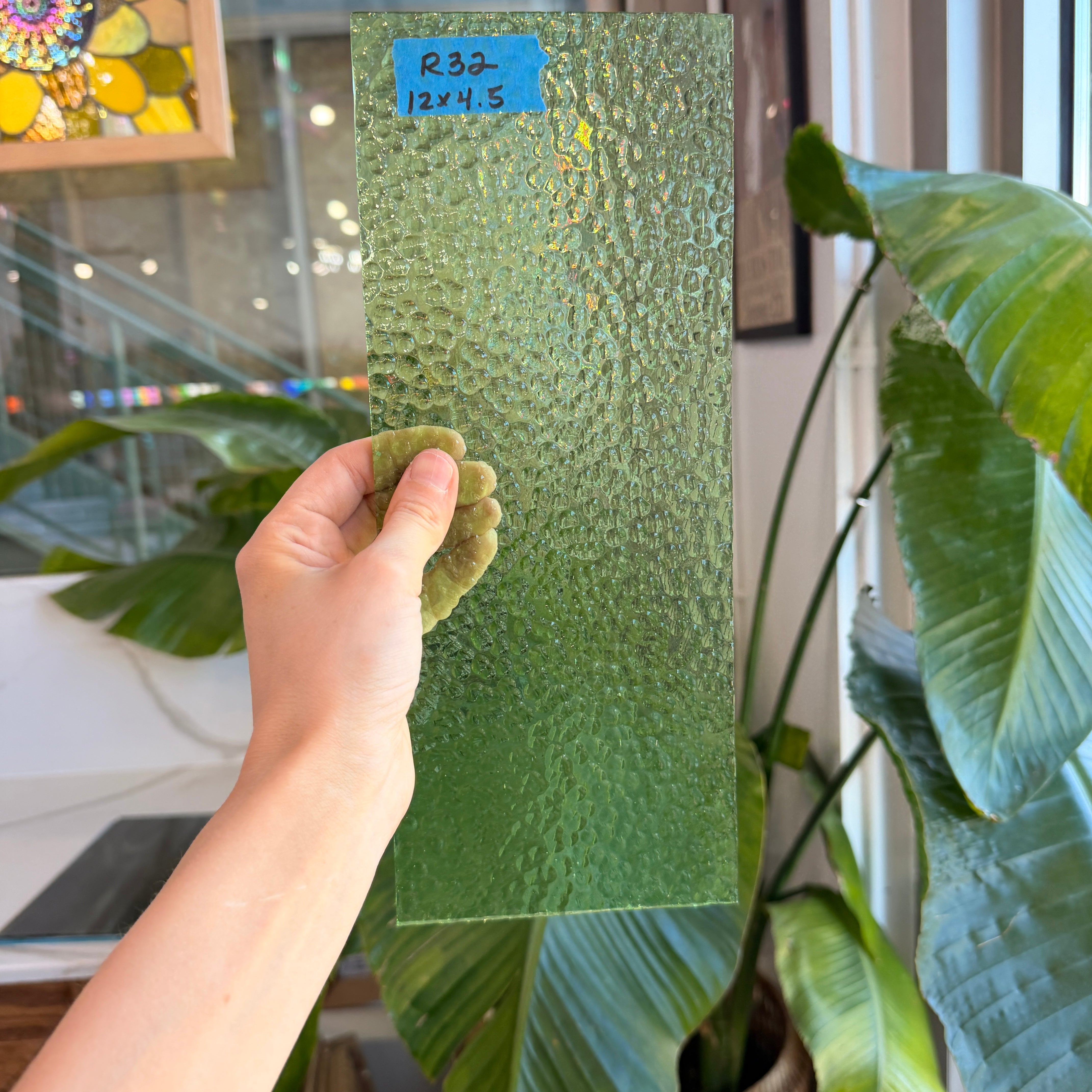 Light Green Hammered Transparent Sheet Glass Colorado Glassworks Default Title