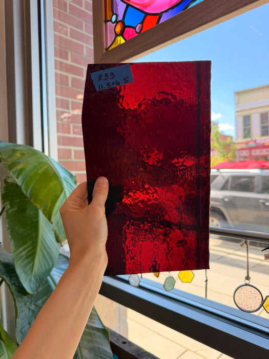 Dark Red Vintage Spectrum Seedy Sheet Glass Spectrum Glass