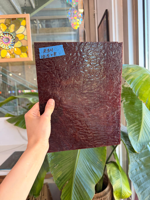Vintage Dark Brown Red Textured Sheet Glass Colorado Glassworks 10.5x8in (UNK-50220589)