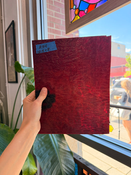 Vintage Dark Brown Red Textured Sheet Glass Colorado Glassworks