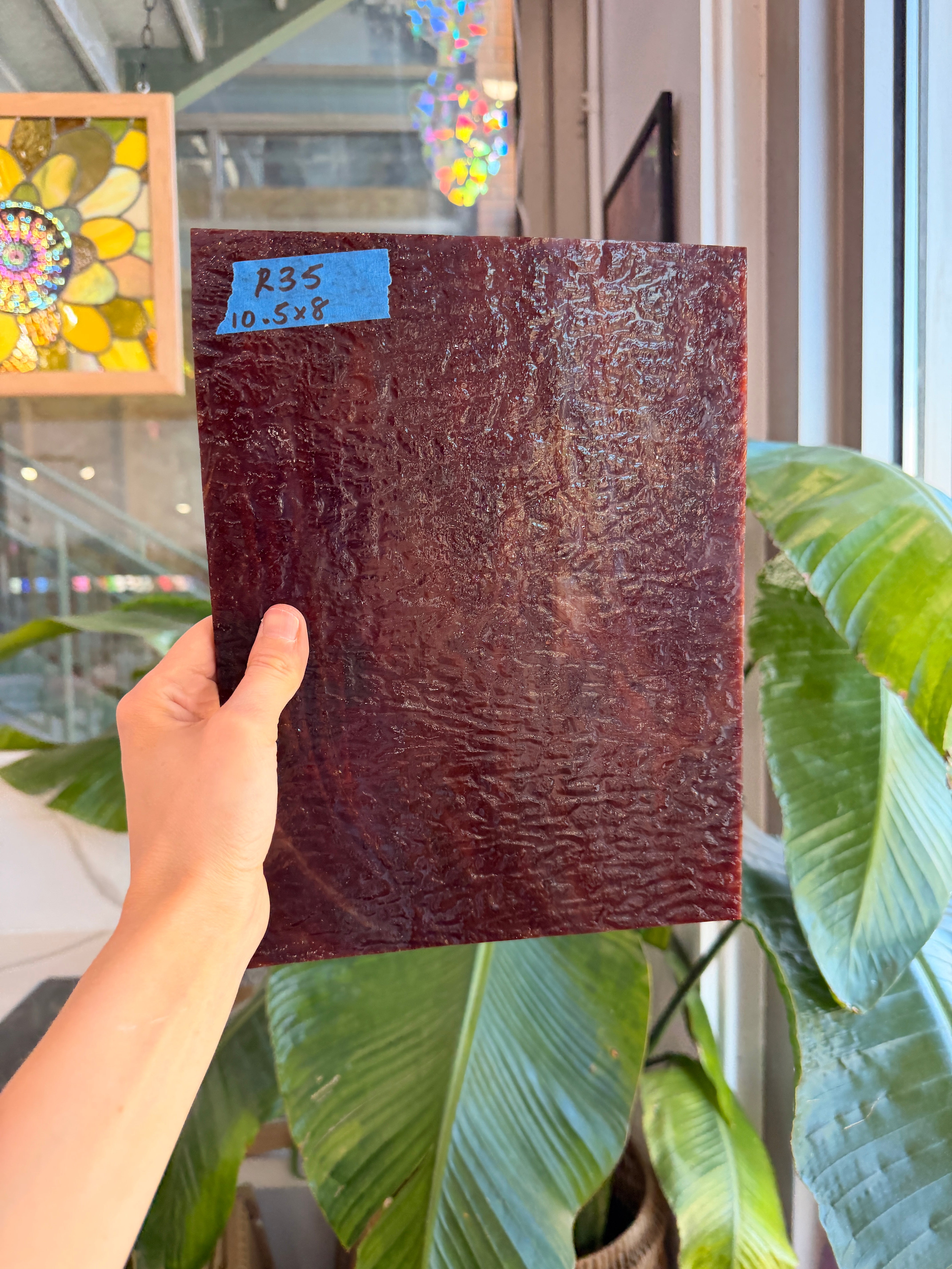 Vintage Dark Brown Red Textured Sheet Glass Colorado Glassworks 10.5x8in (UNK-50253357)