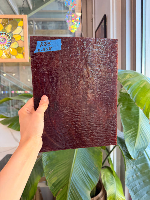 Vintage Dark Brown Red Textured Sheet Glass Colorado Glassworks 10.5x8in (UNK-50253357)