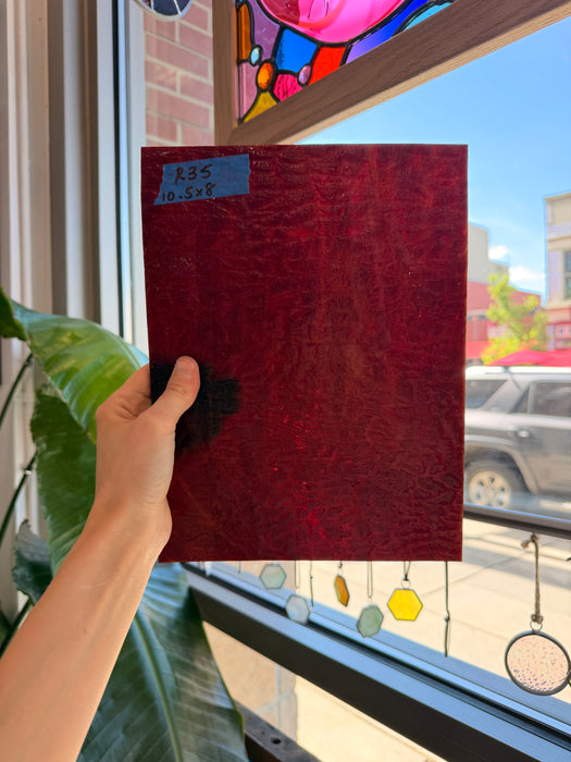 Vintage Dark Brown Red Textured Sheet Glass Colorado Glassworks